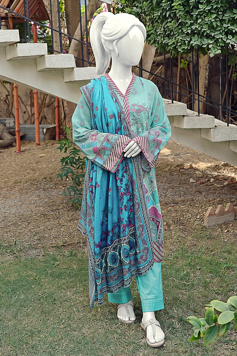 Aryana - 3PC Unstitched Printed Lawn Suit (Mint Turquoius)