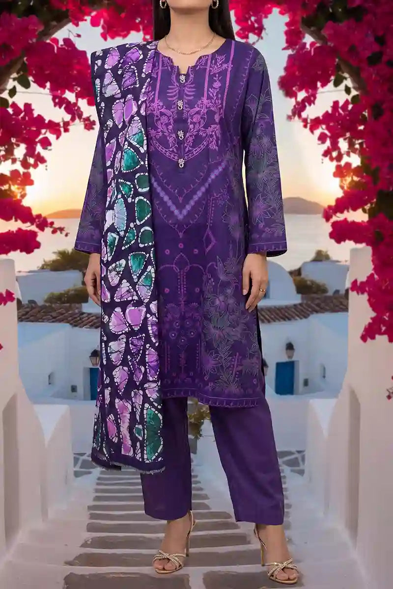 Aabruh Vol-1 3PC Unstitched Printed Lawn Suit (Deep Royal Violent)