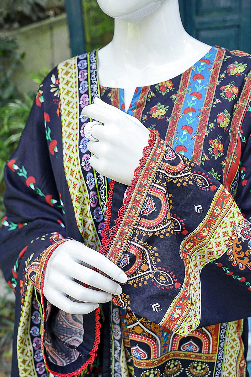 Aryana - 3PC Unstitched Printed Lawn Suit (Midnight Violent)