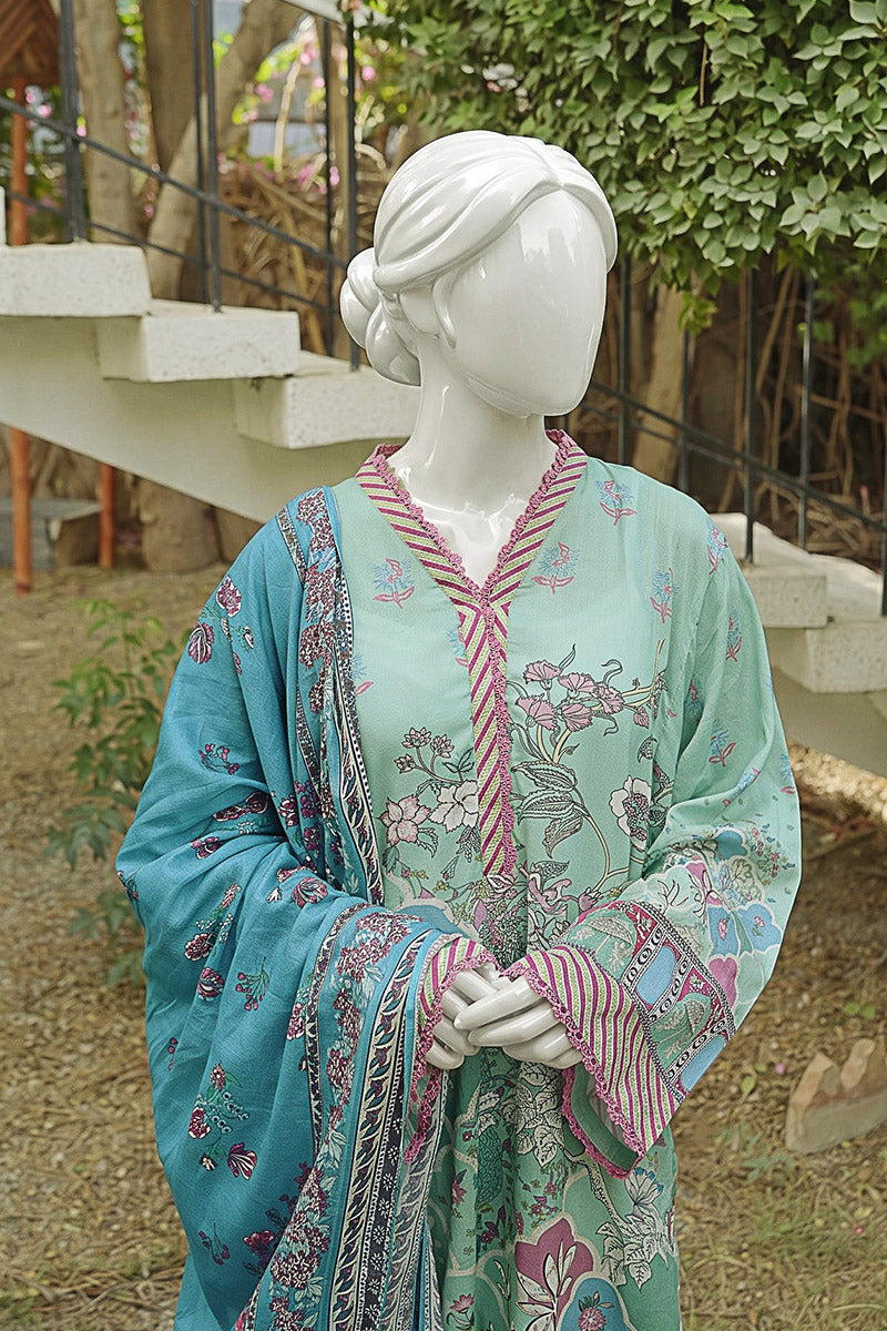 Aryana - 3PC Unstitched Printed Lawn Suit (Mint Turquoius)
