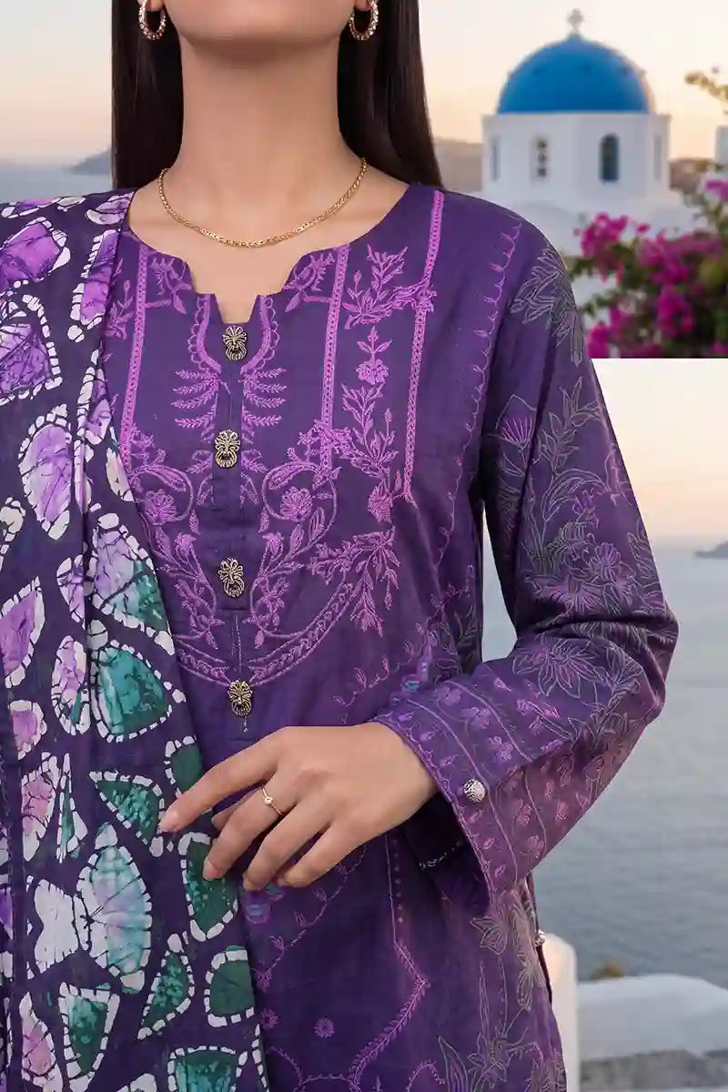 Aabruh Vol-1 3PC Unstitched Printed Lawn Suit (Deep Royal Violent)