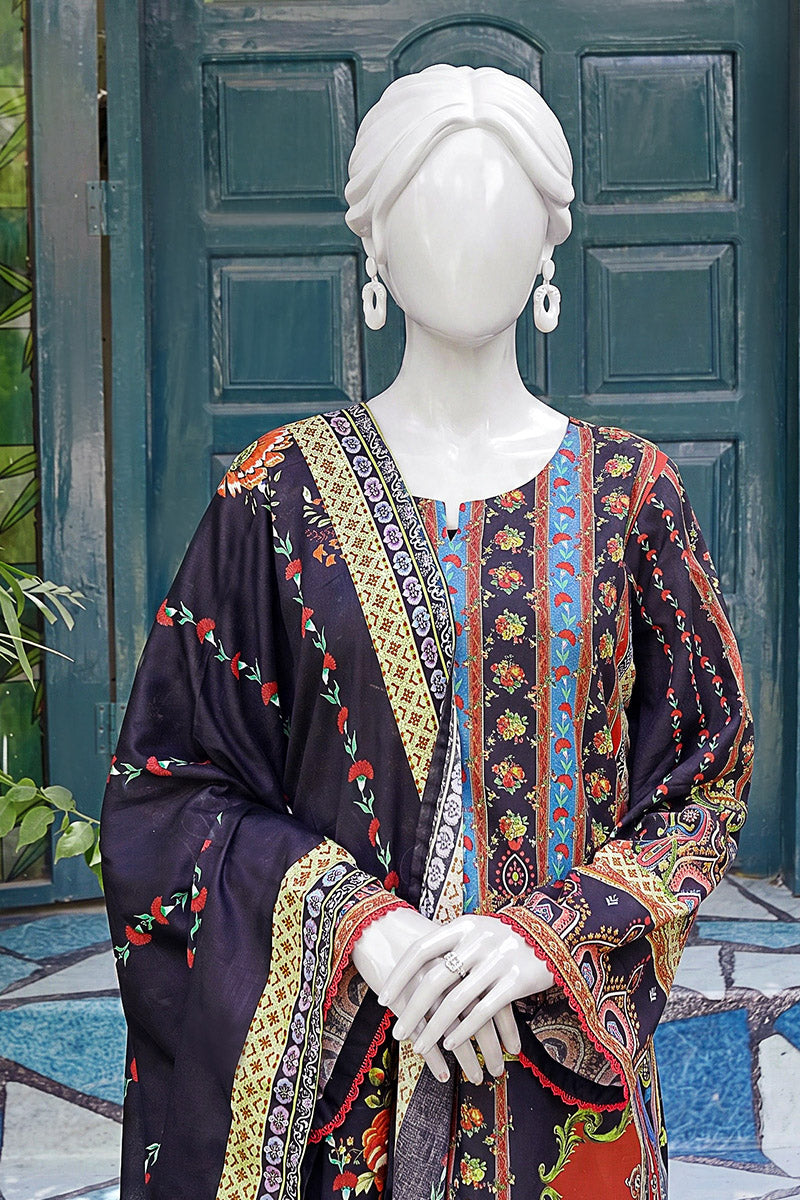 Aryana - 3PC Unstitched Printed Lawn Suit (Midnight Violent)