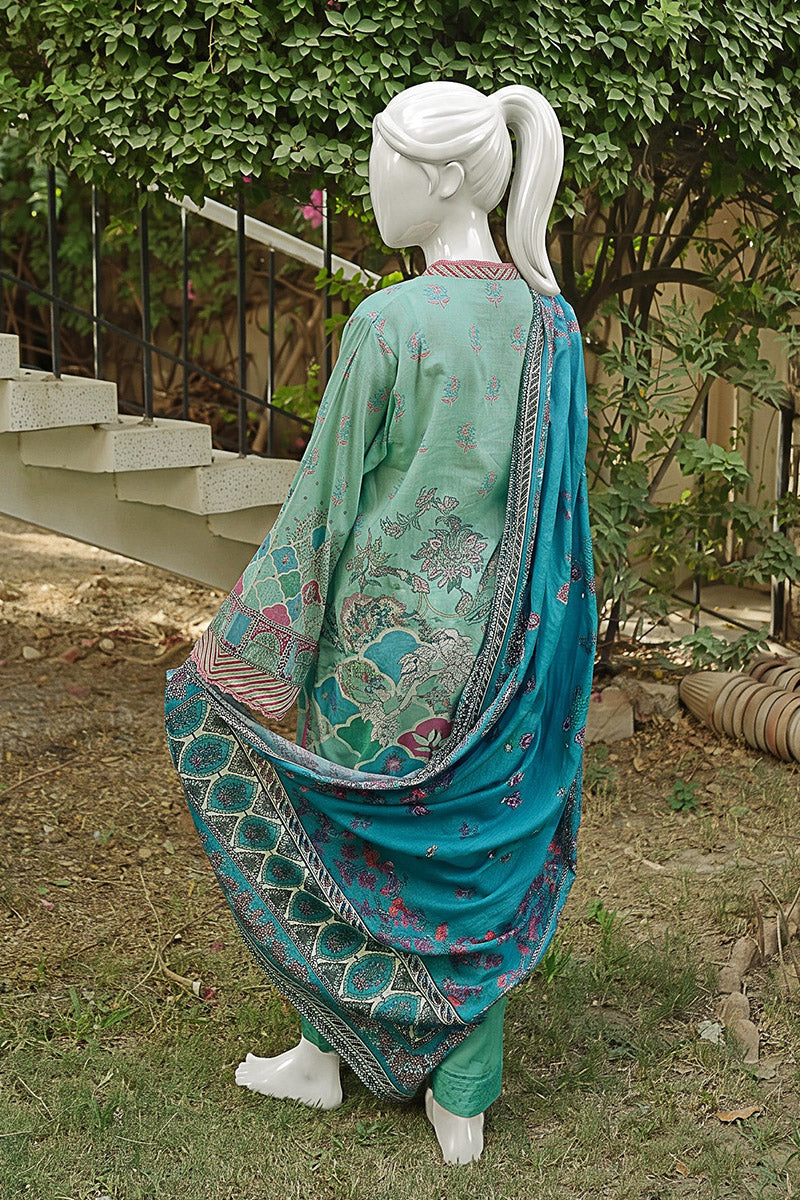 Aryana - 3PC Unstitched Printed Lawn Suit (Mint Turquoius)
