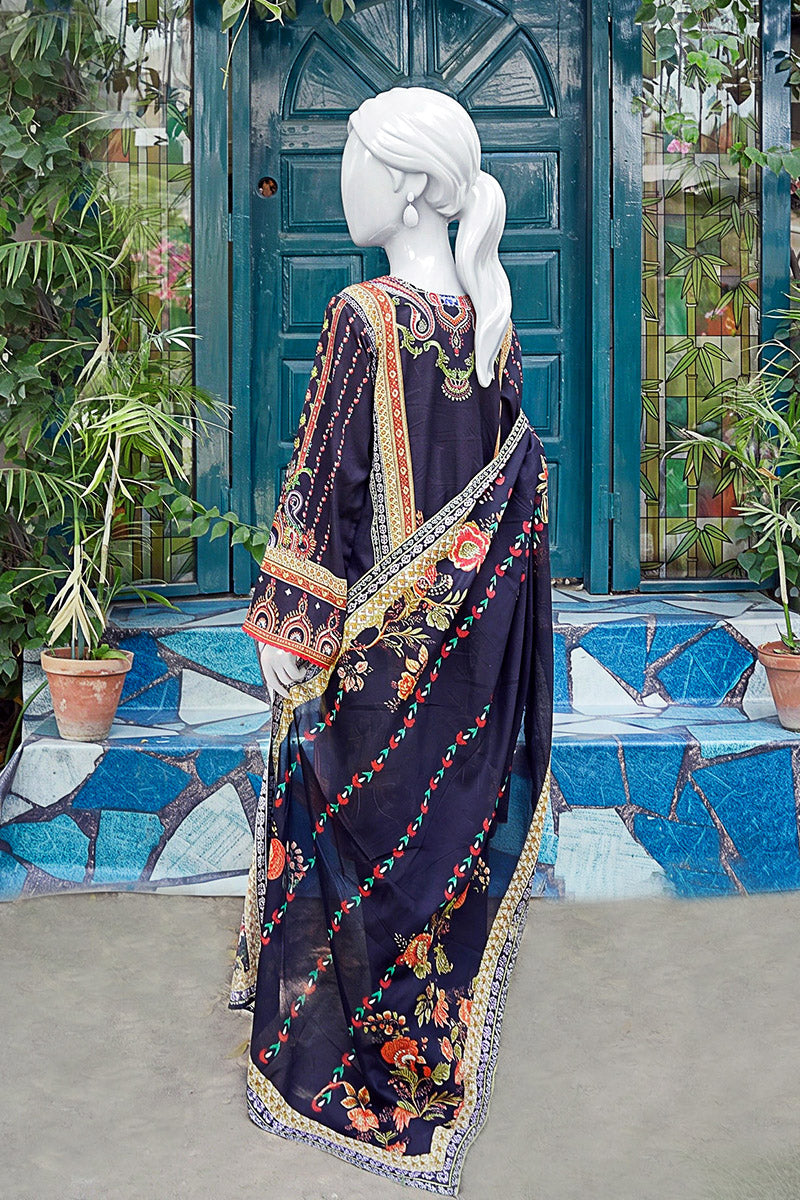 Aryana - 3PC Unstitched Printed Lawn Suit (Midnight Violent)