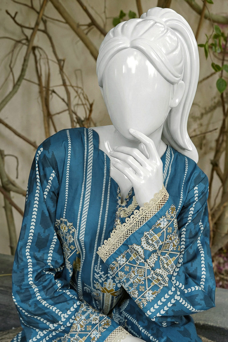 Aryana - 3PC Unstitched Printed Lawn Suit (Deep Teal)
