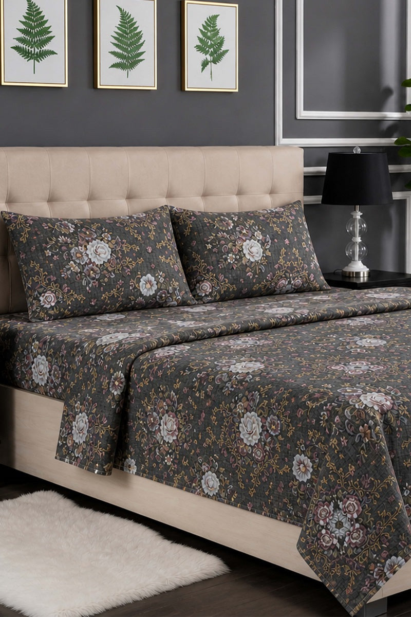 Premium Cotton Fitted Bed Sheet Set By KBCFashion (Dark Brown)