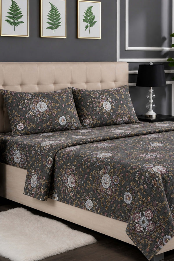 Premium Cotton Fitted Bed Sheet Set By KBCFashion (Dark Brown)