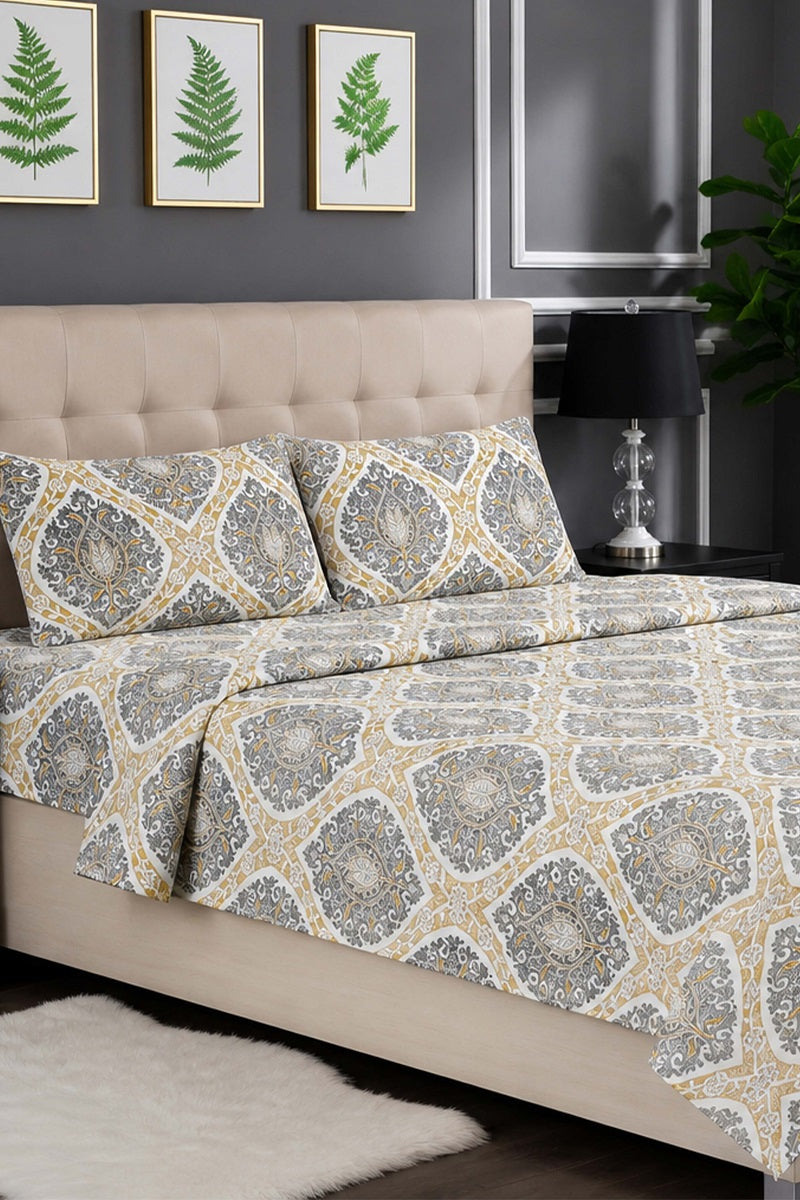Premium Cotton Fitted Bed Sheet Set By KBCFashion (Beige)