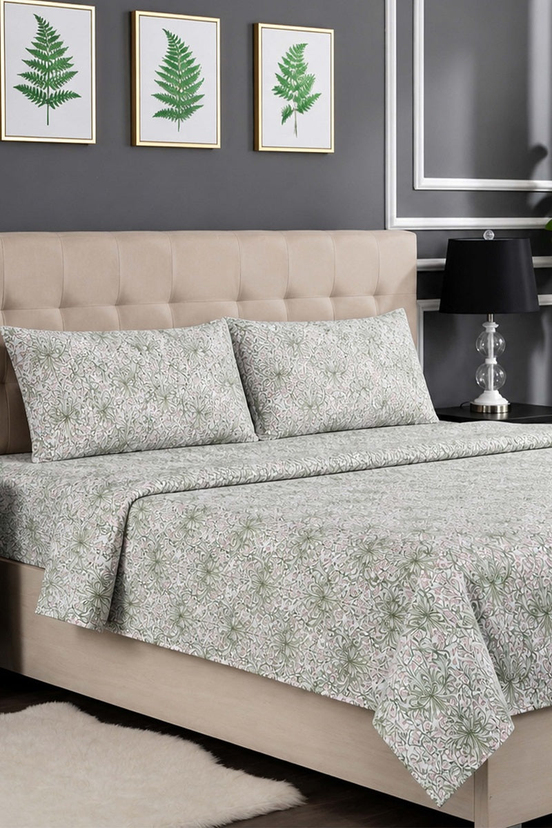 Premium Cotton Fitted Bed Sheet Set By KBCFashion (Pista)