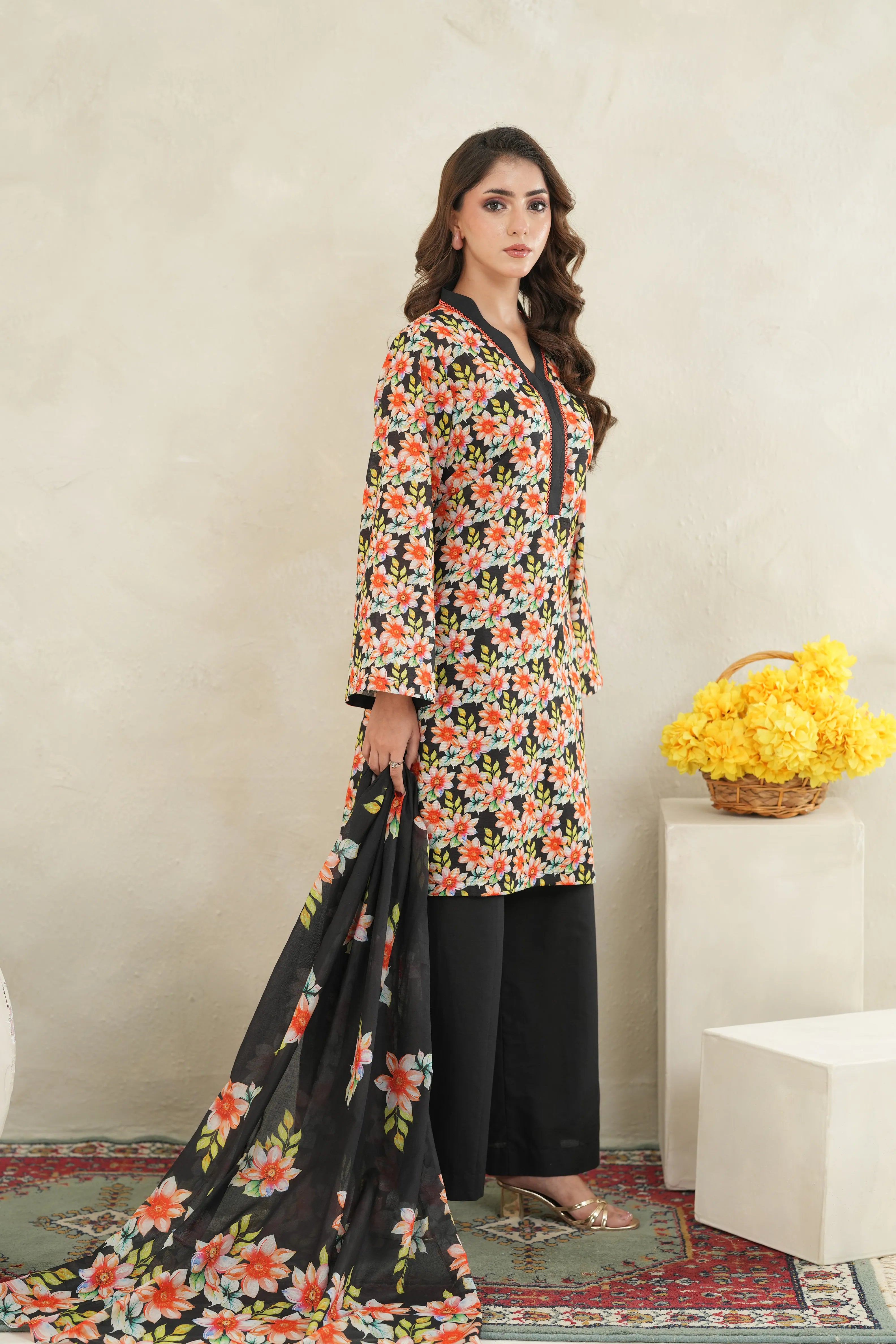 Midnight Floral Elegance Lawn Set