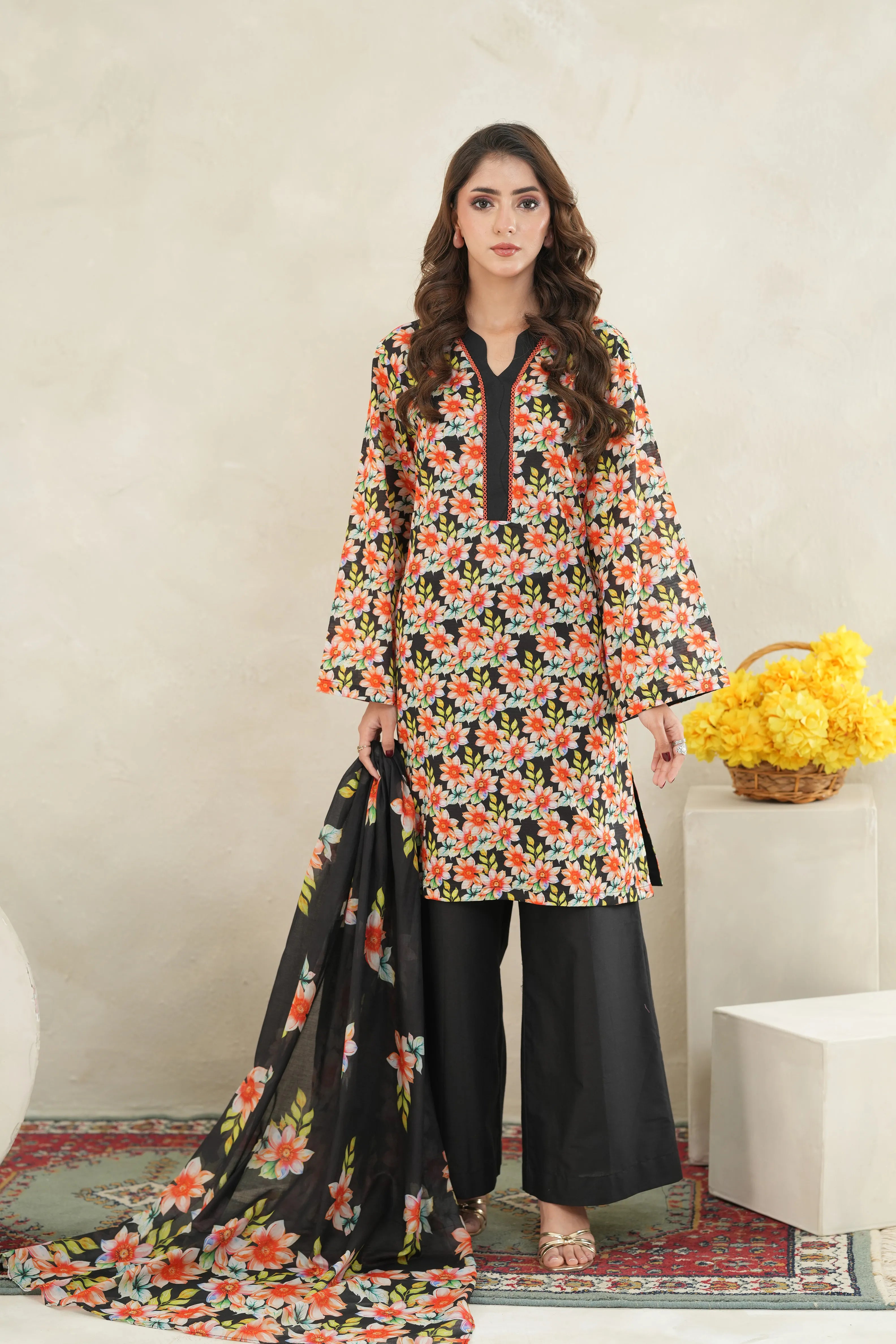 Midnight Floral Elegance Lawn Set