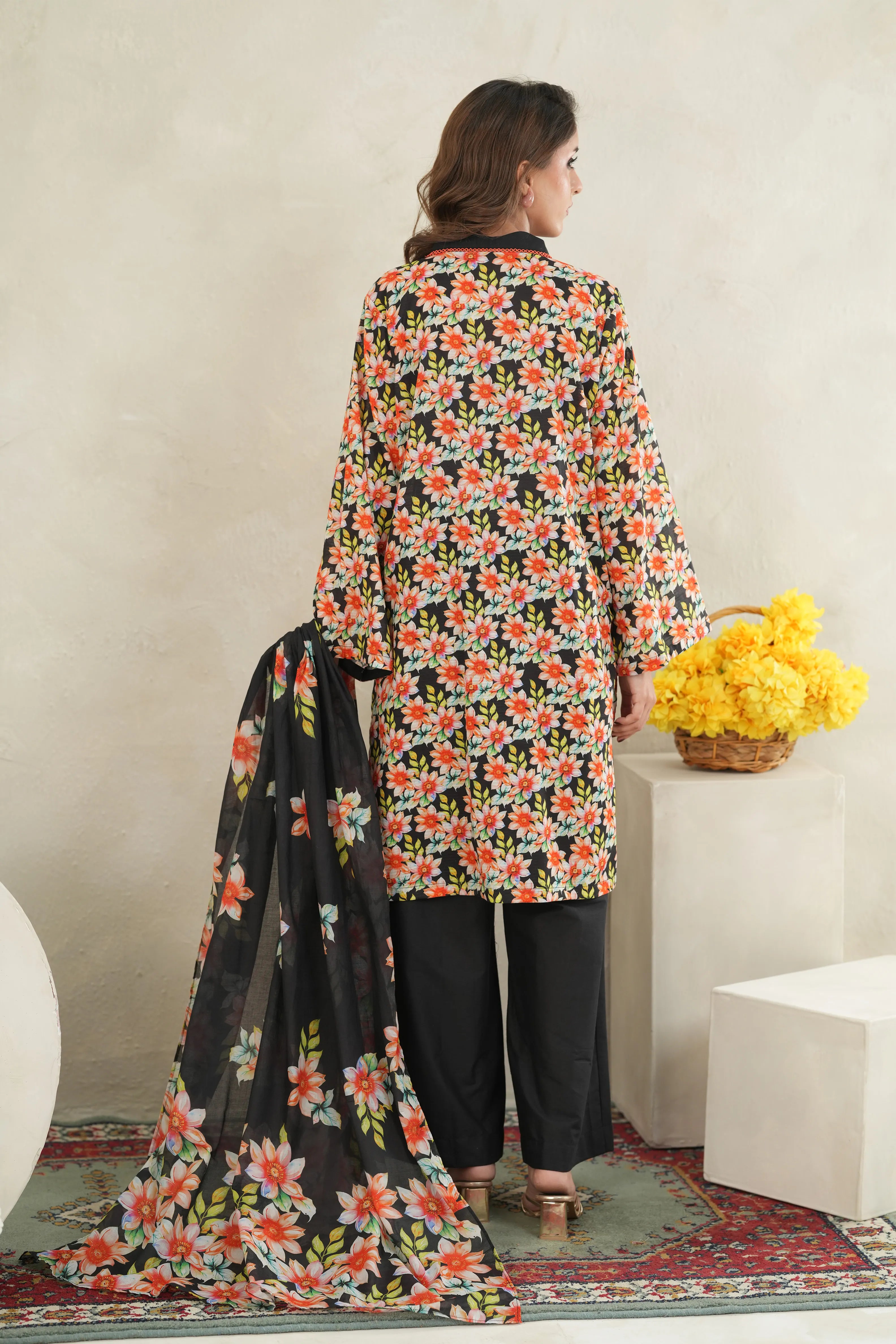 Midnight Floral Elegance Lawn Set