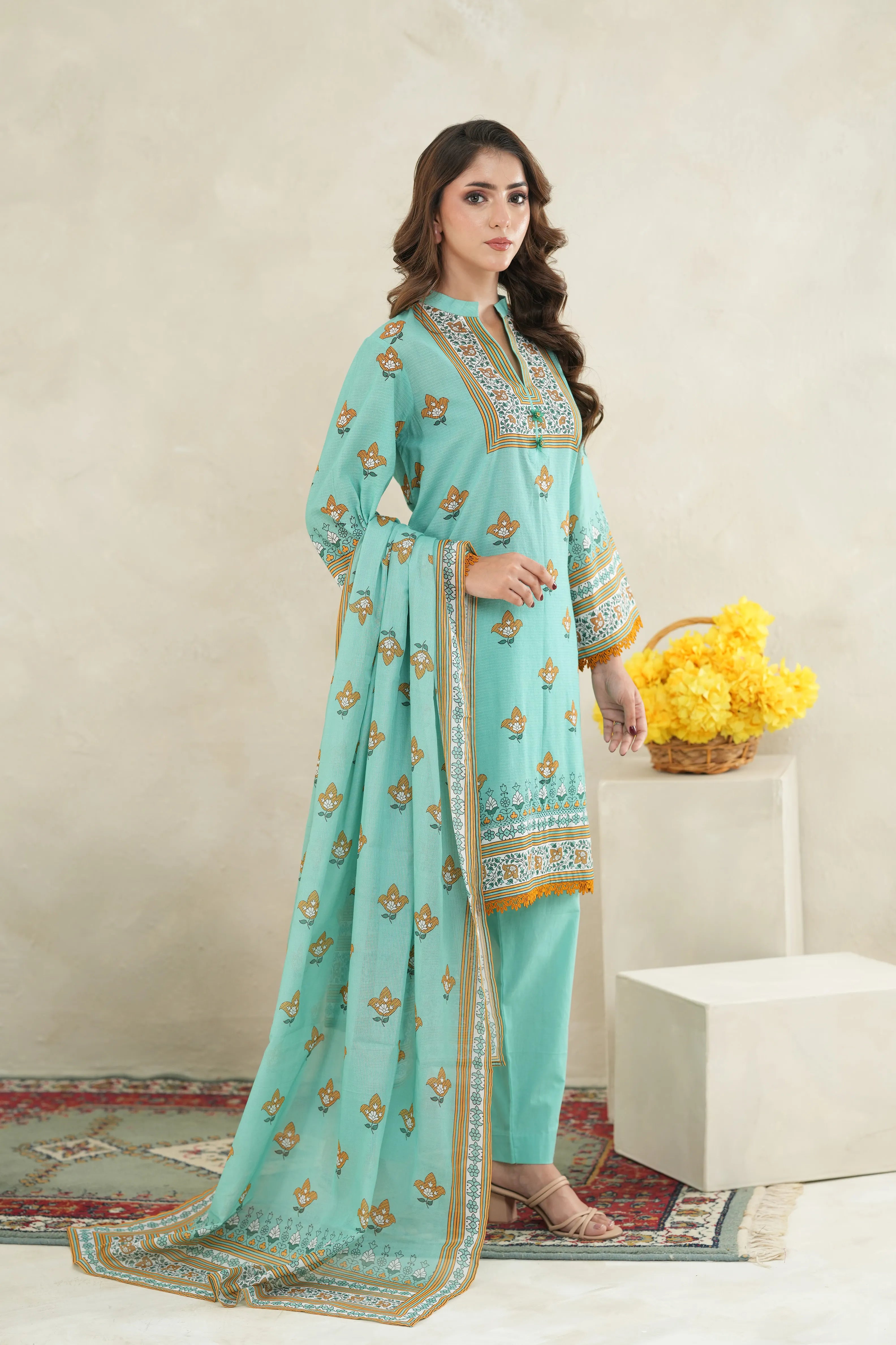 Aqua Grace Embroidered Lawn Set