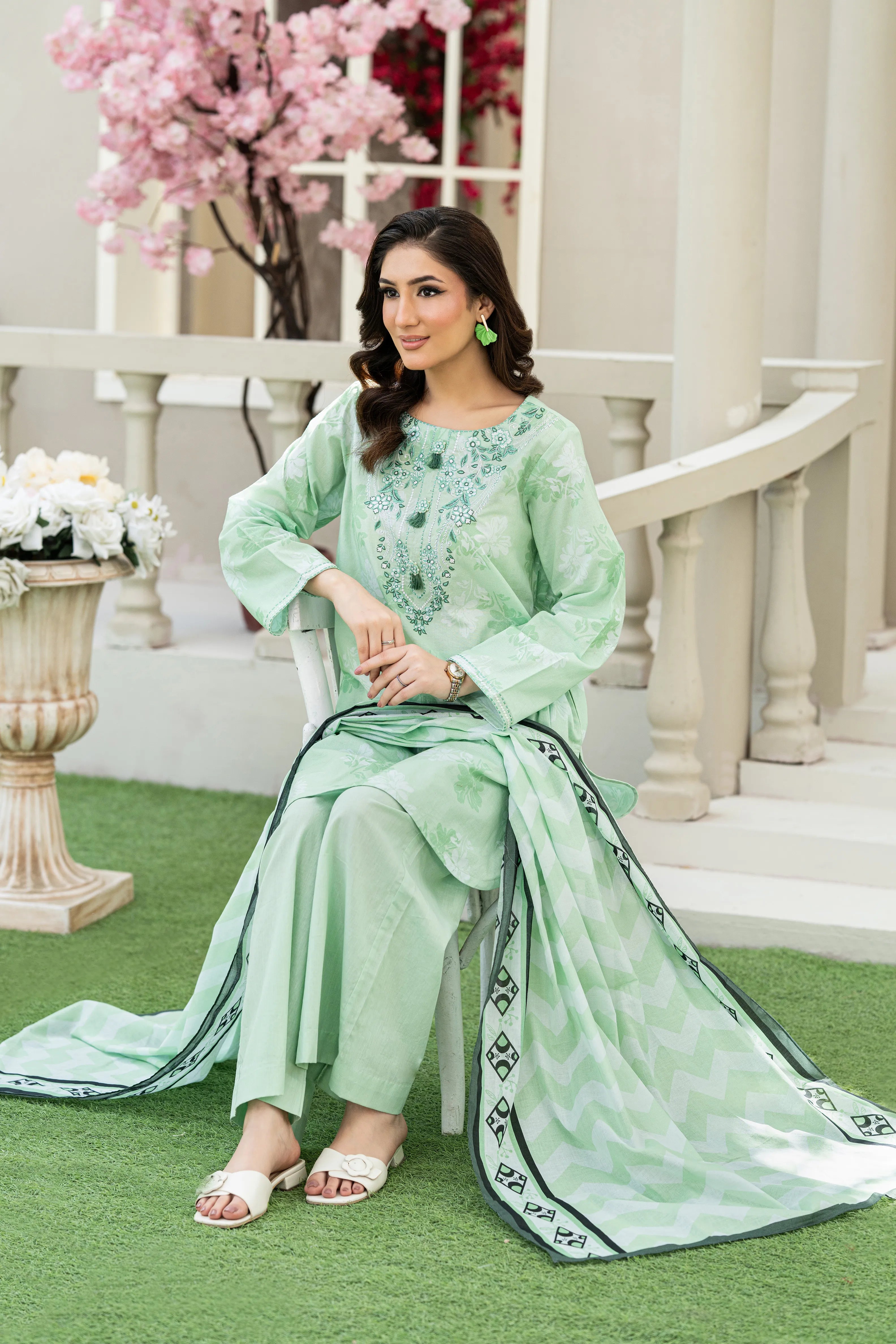 Mint Breeze Printed Lawn 3 Piece Set