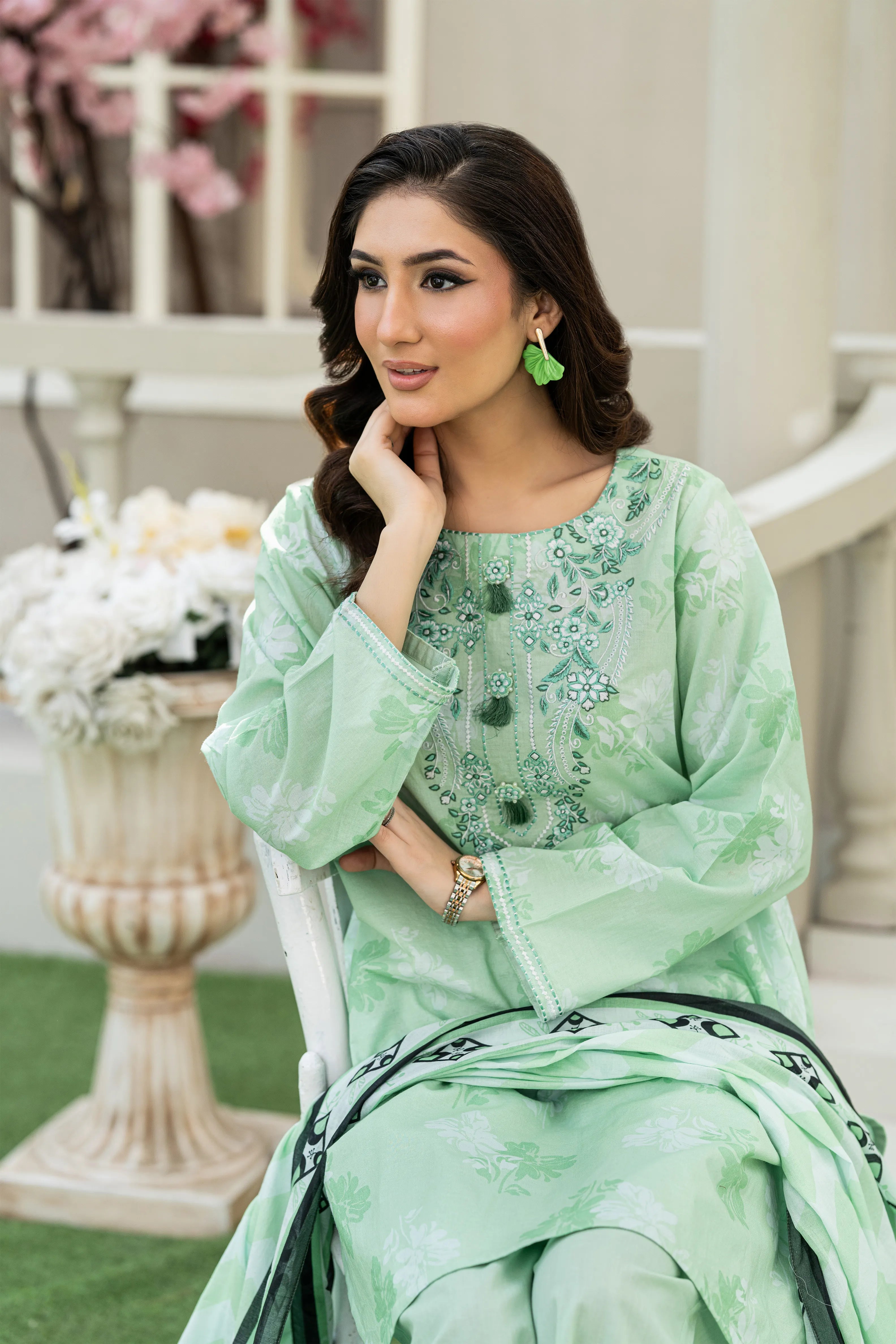 Mint Breeze Printed Lawn 3 Piece Set