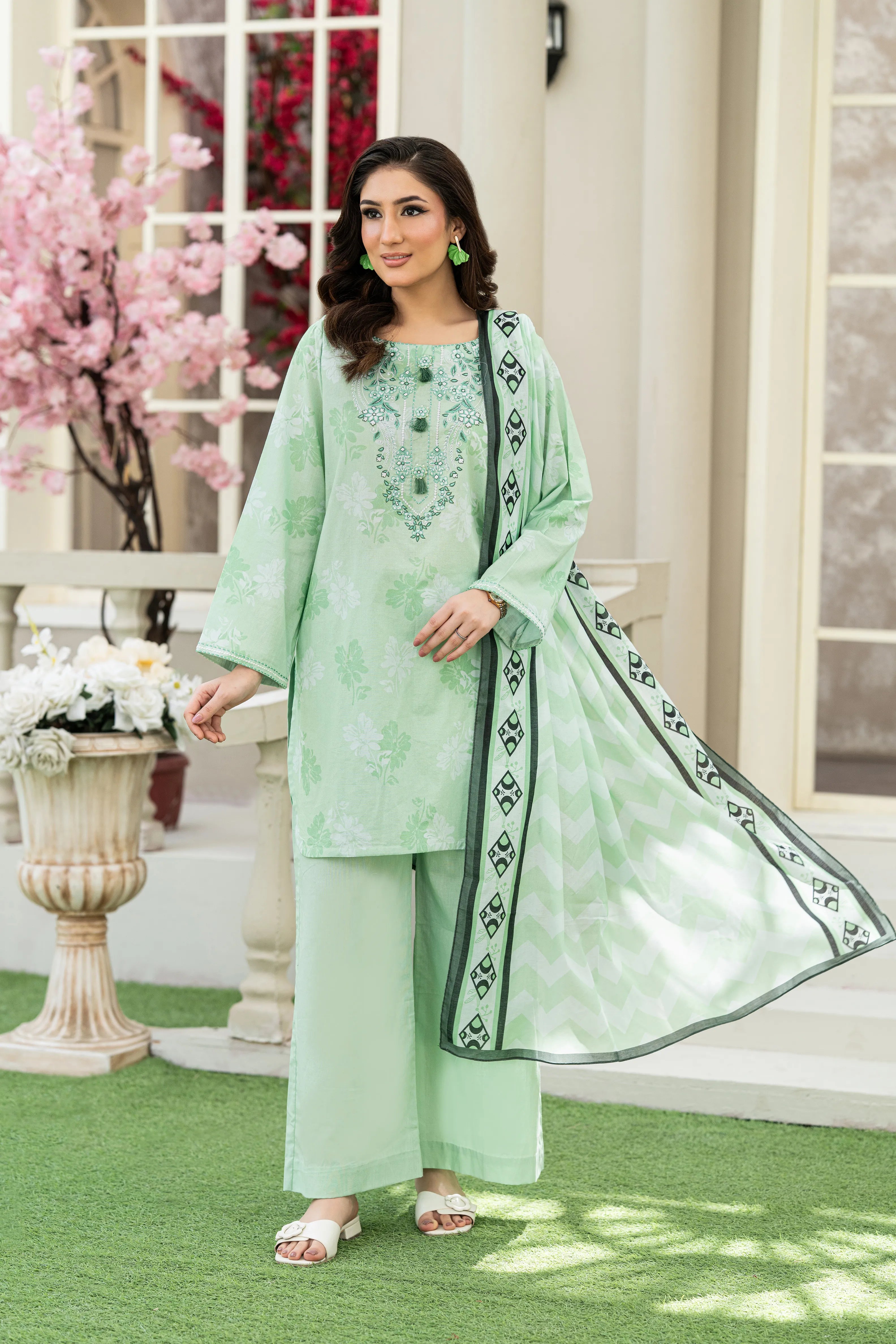 Mint Breeze Printed Lawn 3 Piece Set