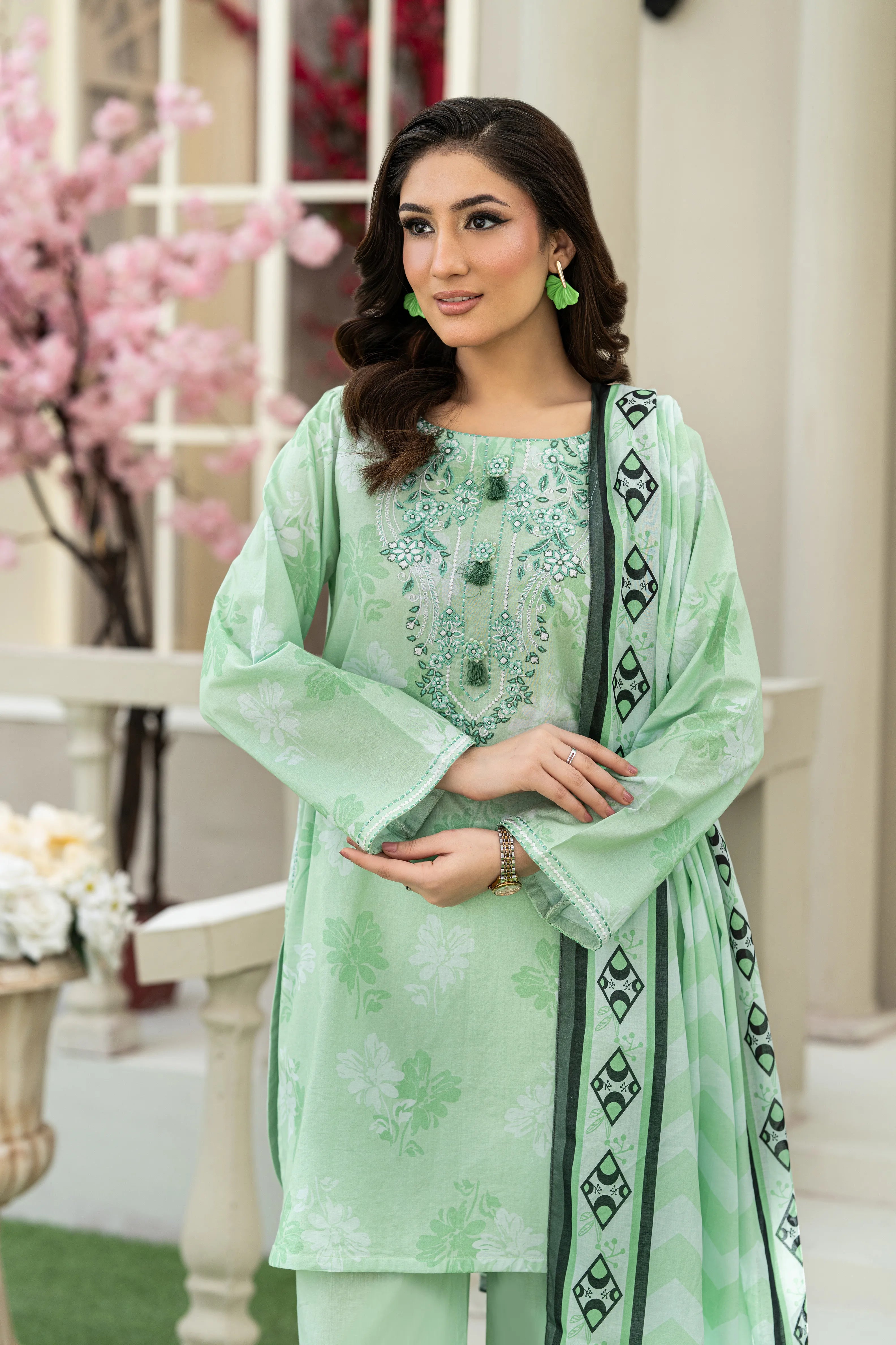 Mint Breeze Printed Lawn 3 Piece Set