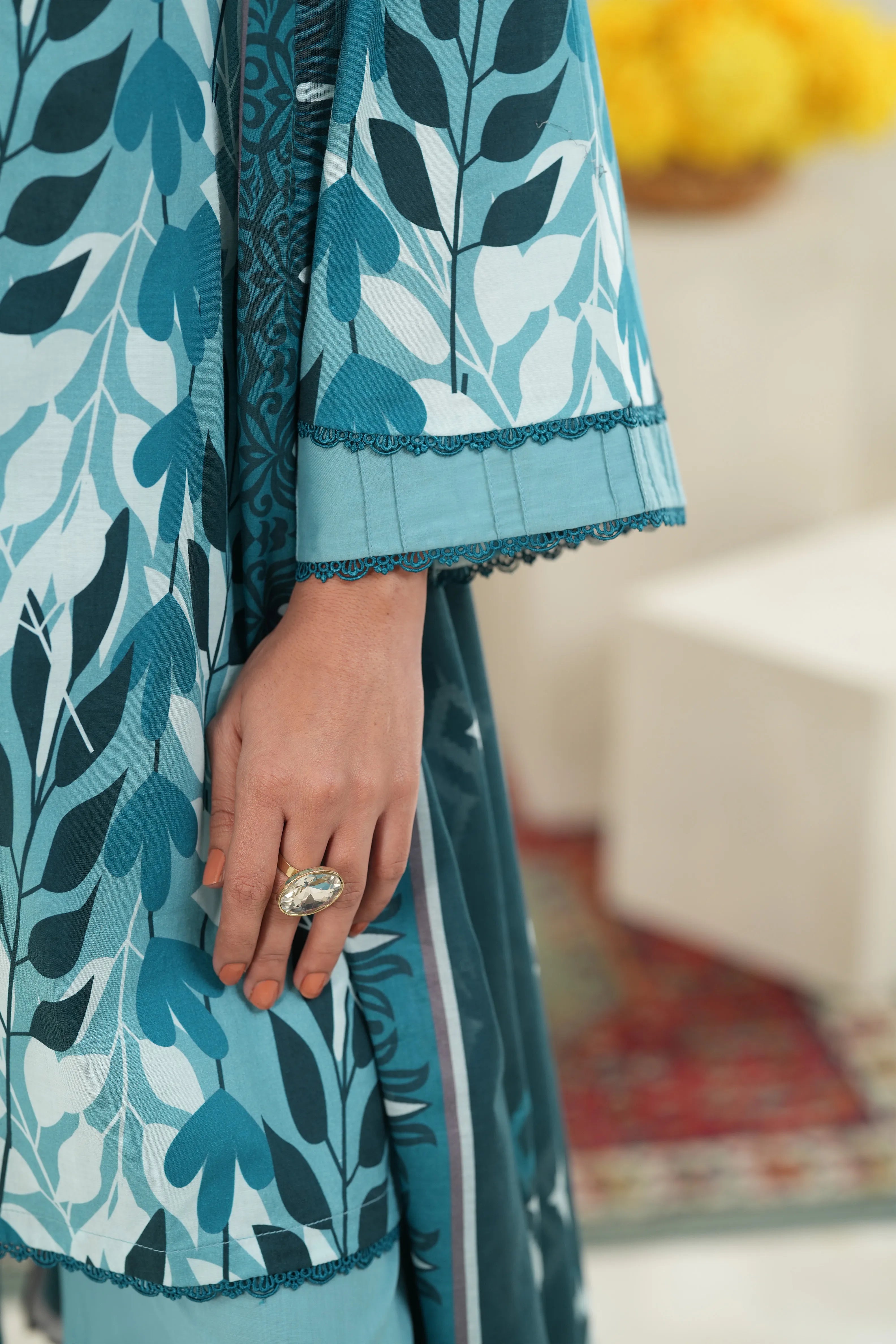 Teal Garden Printed Lawn 3 Piece Set