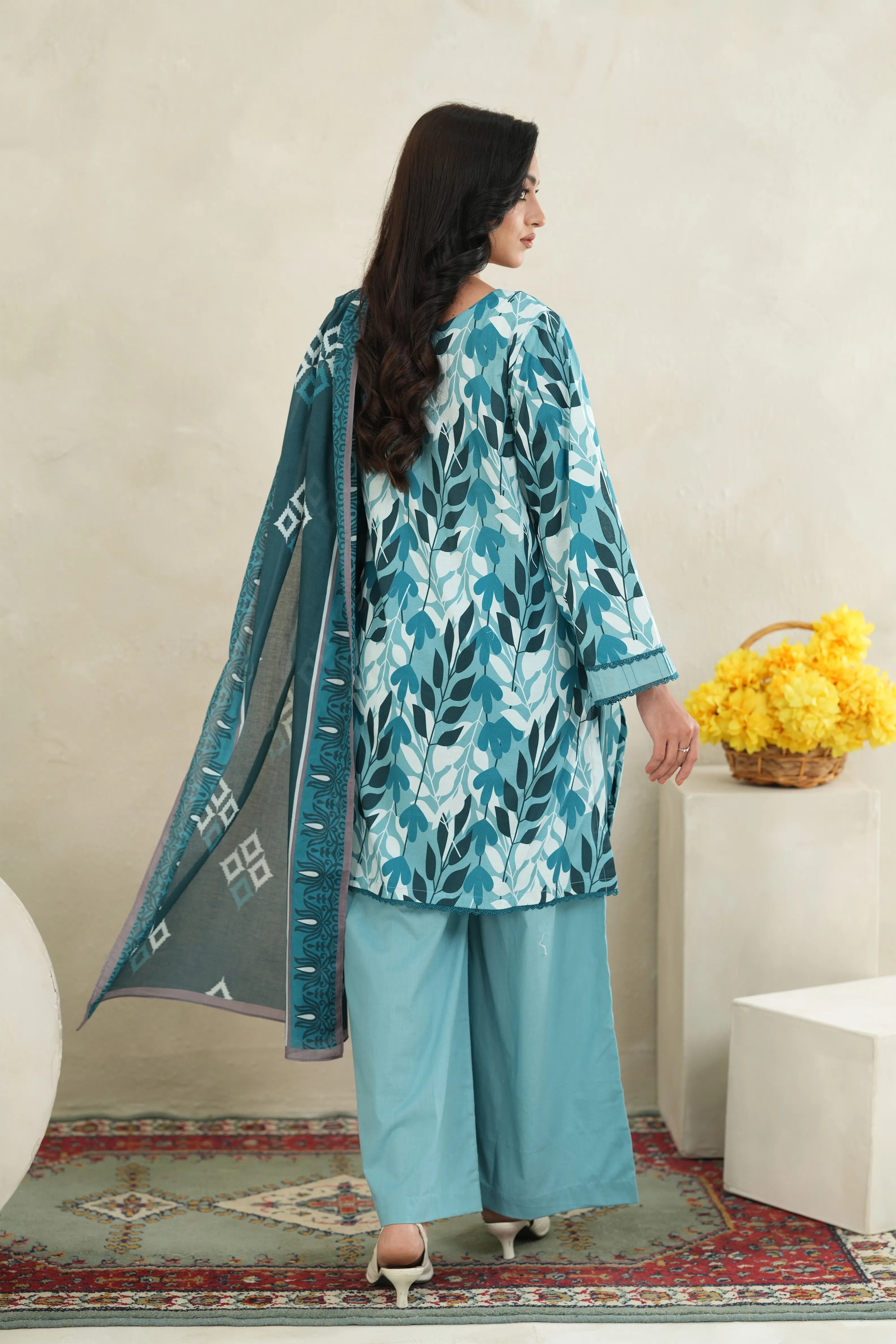 Teal Garden Printed Lawn 3 Piece Set