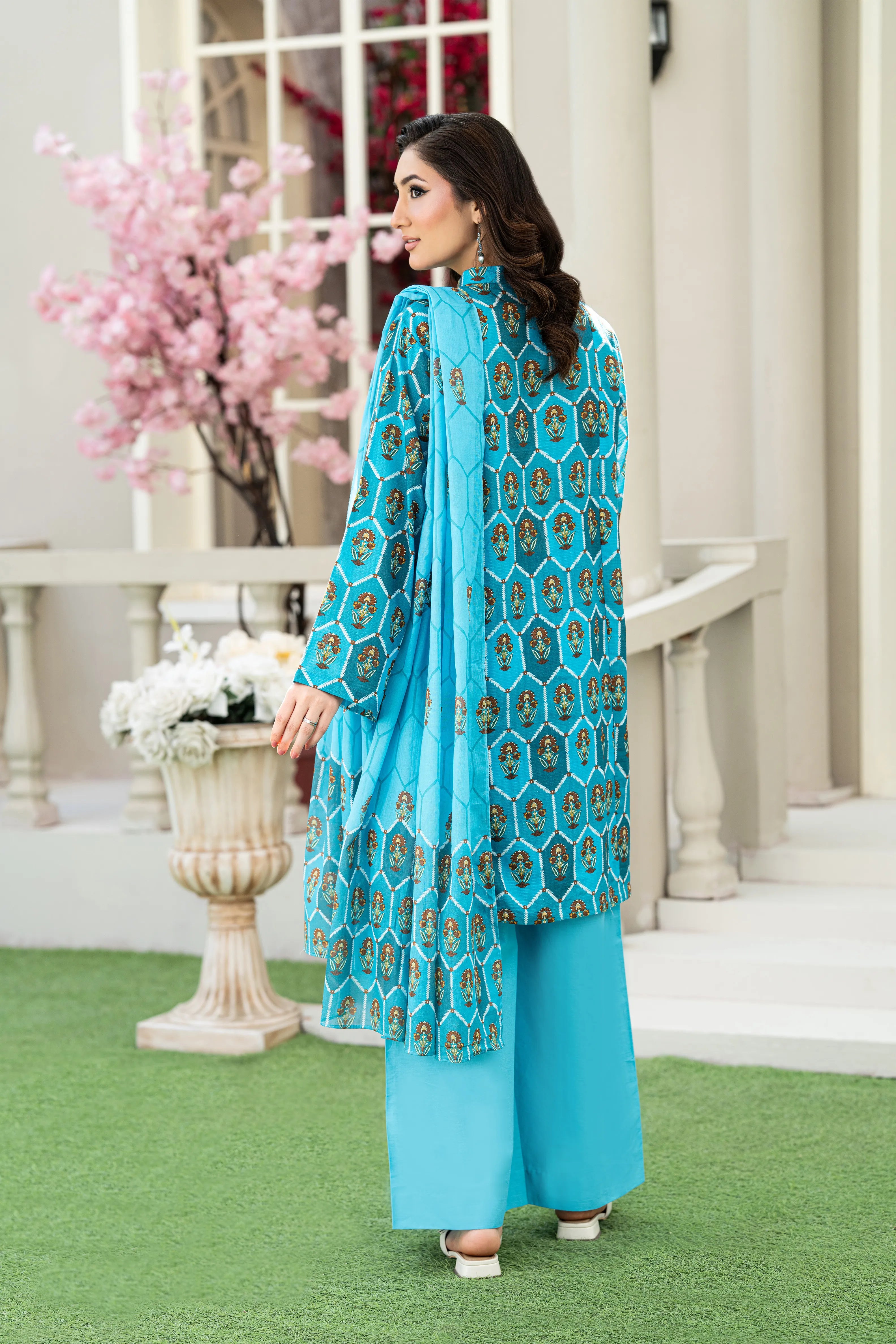 Turquoise Charm Printed Lawn 3 Piece Set