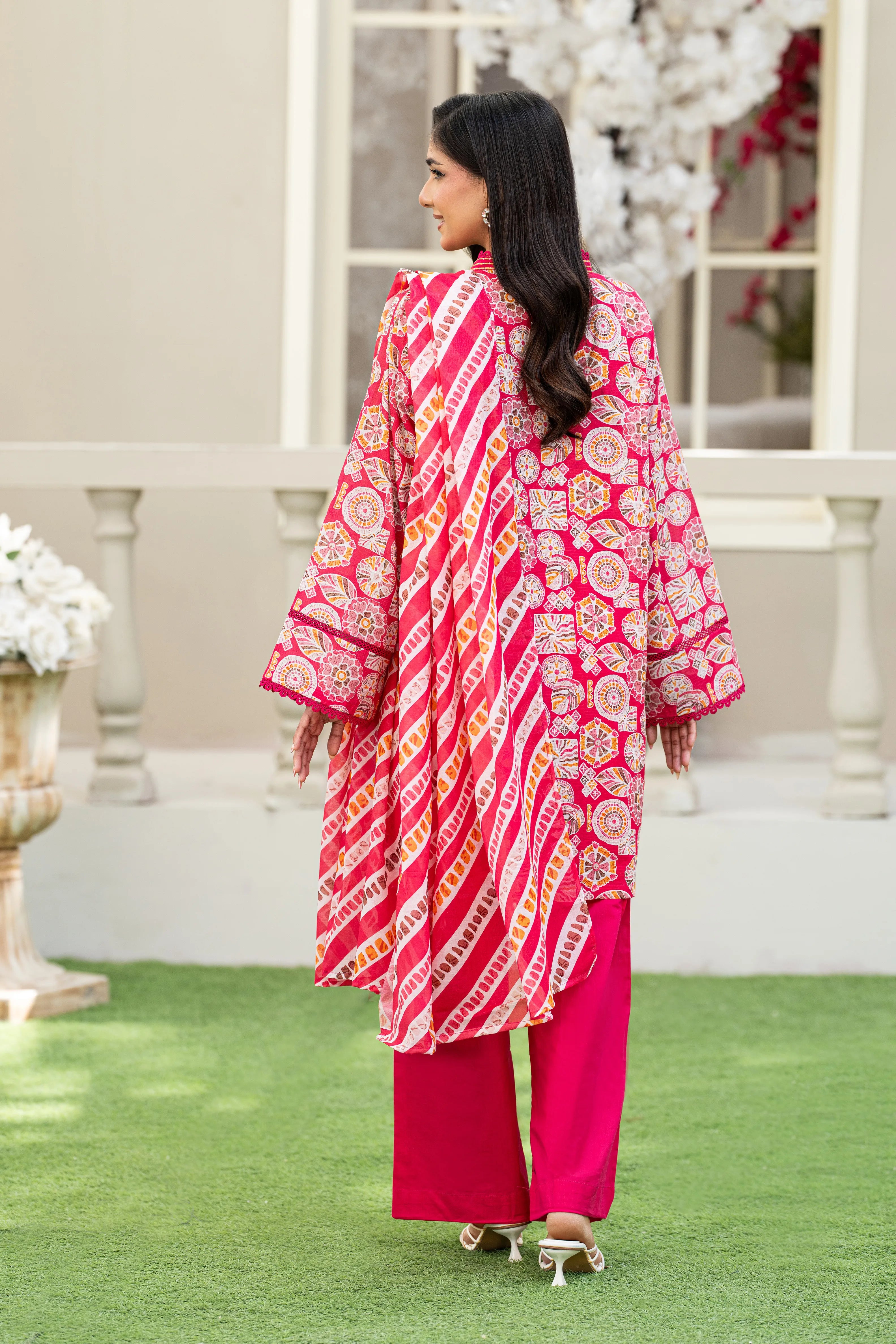 Premium Printed Lawn Hot Pink Suit