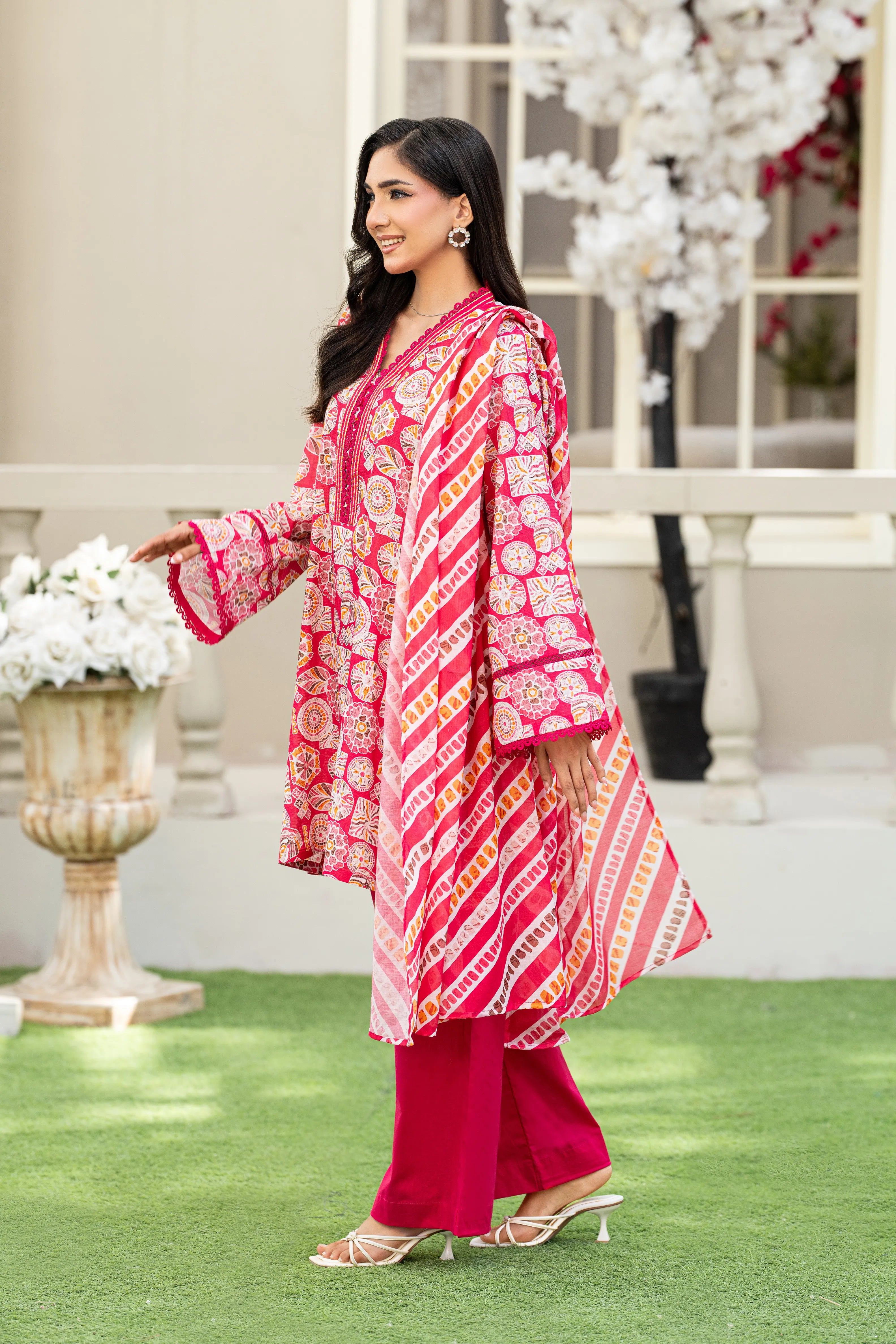 Premium Printed Lawn Hot Pink Suit