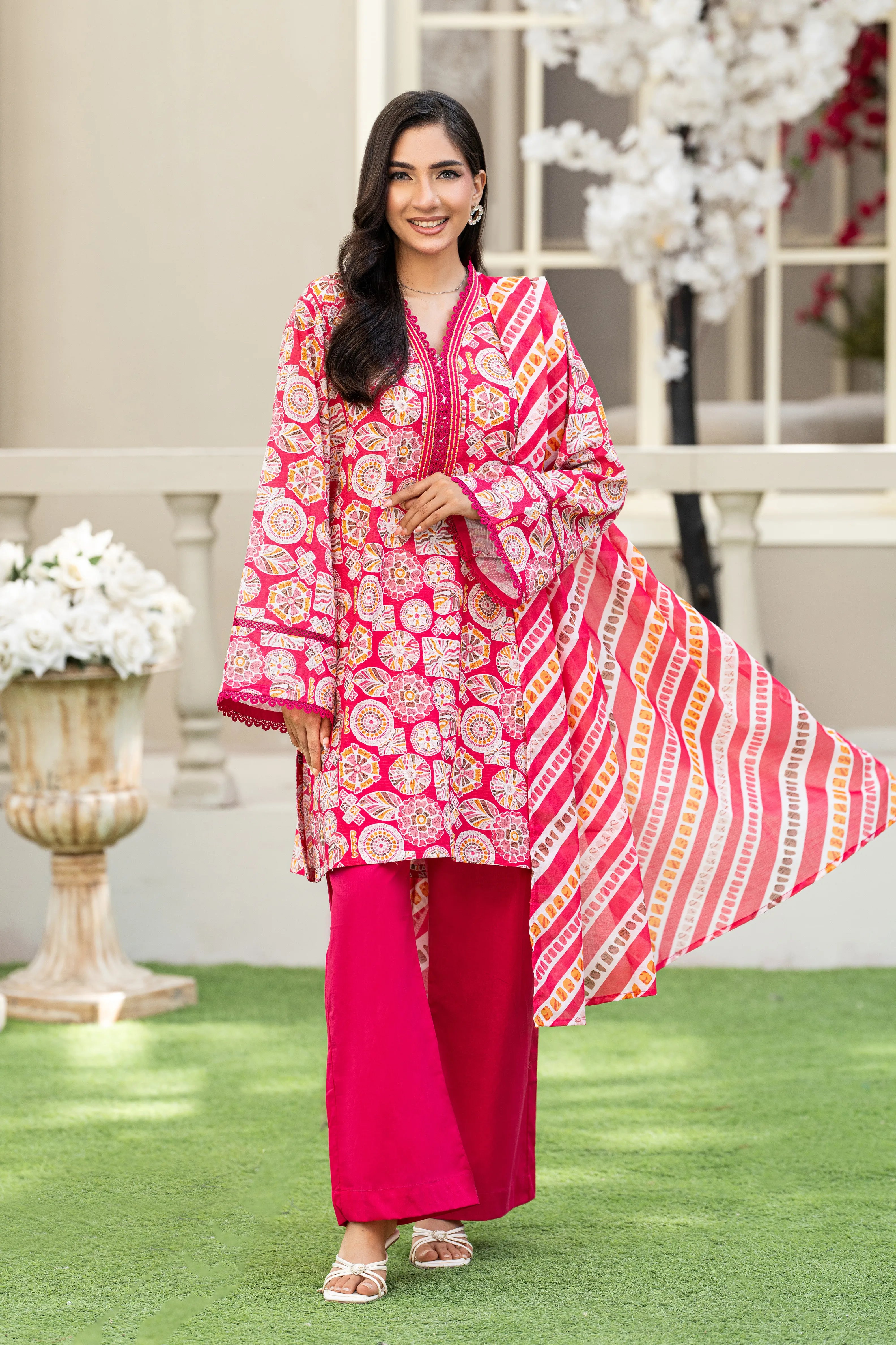 Premium Printed Lawn Hot Pink Suit