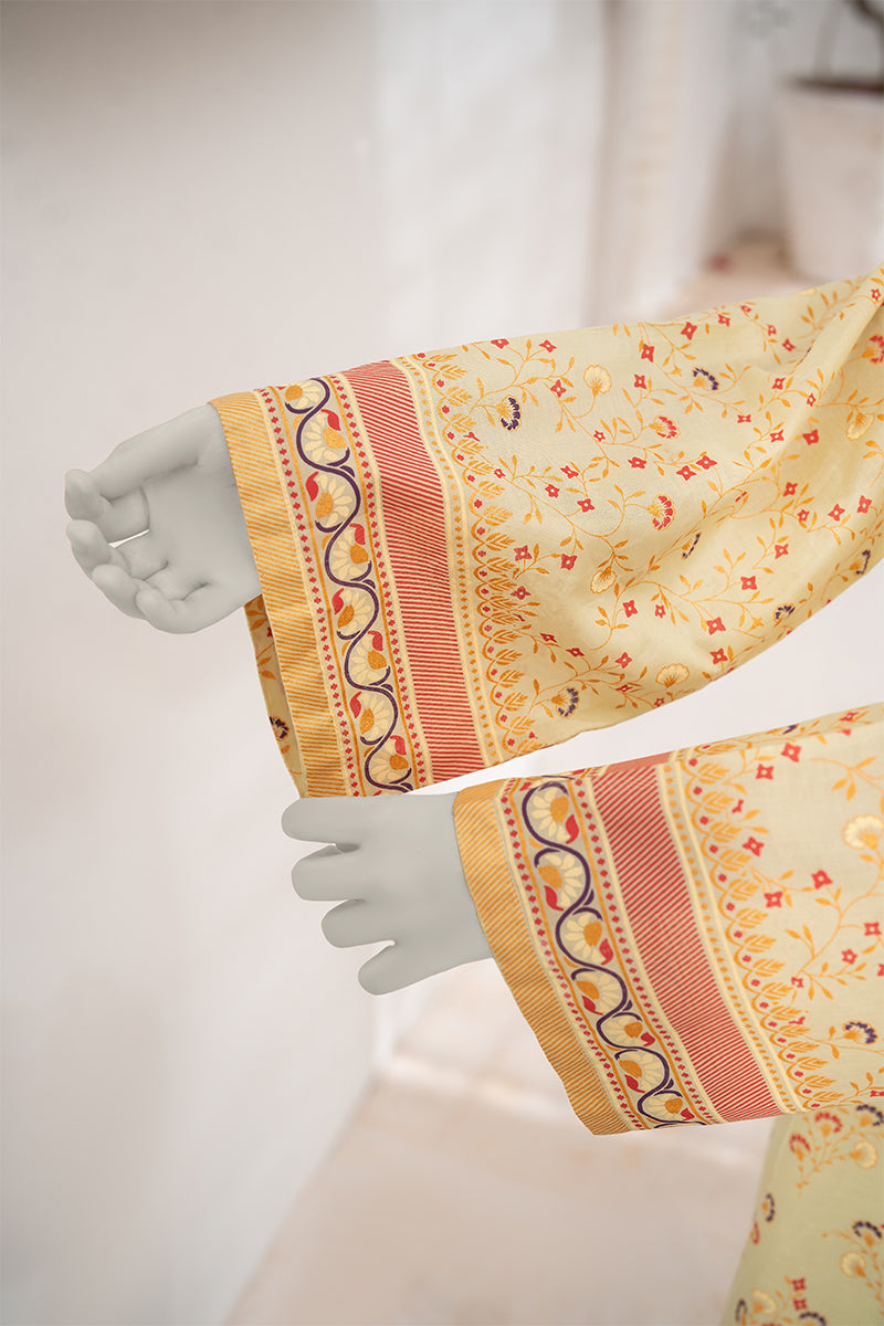 Inaya By KBCFashion - 3PC Unstitched Printed Lawn Suit (Pastel Yellow & Purple)