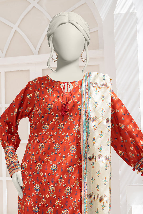 Inaya By KBCFashion - 3PC Unstitched Printed Lawn Suit (Red & White)