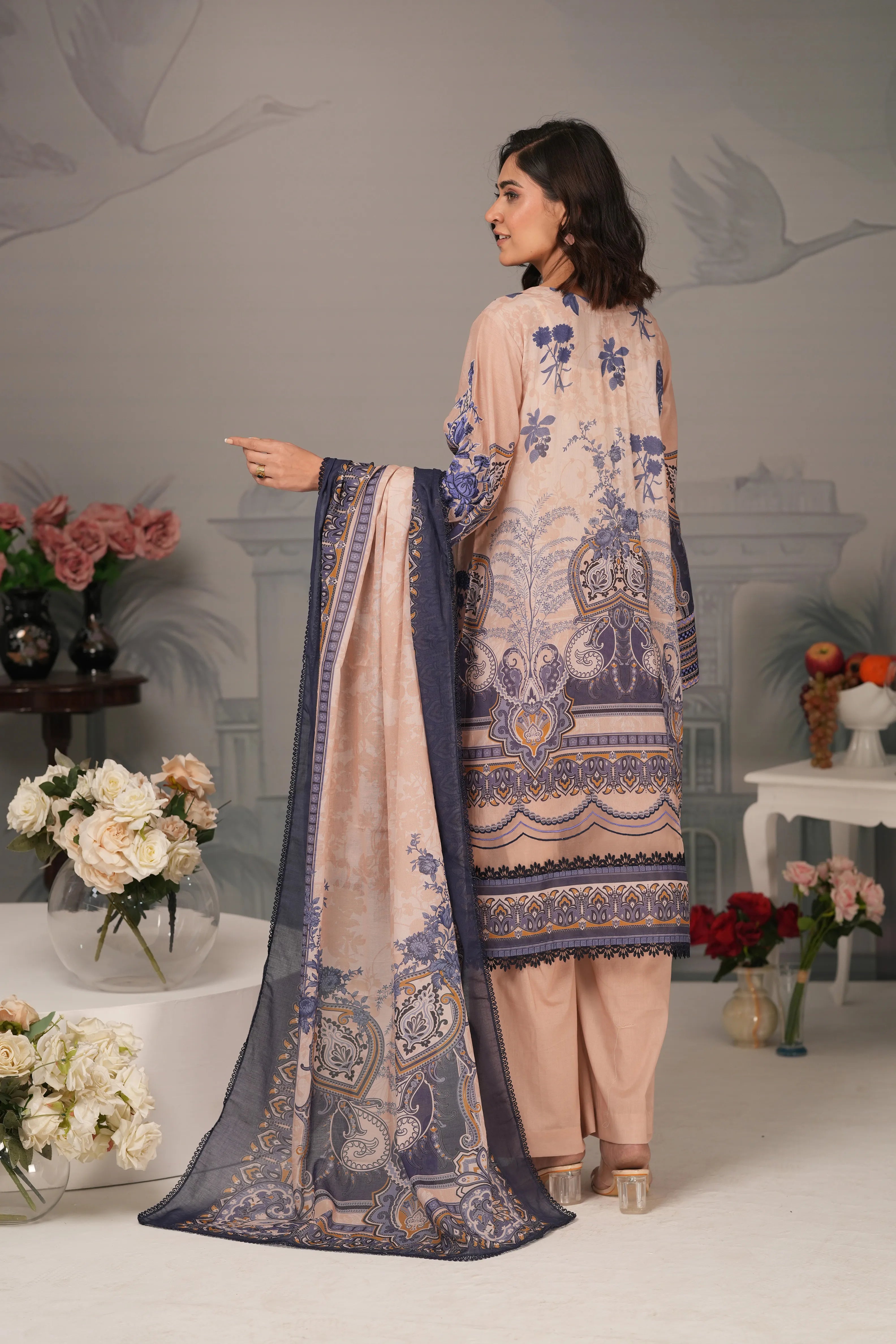 Royal Azure Embroidered Lawn 3PC
