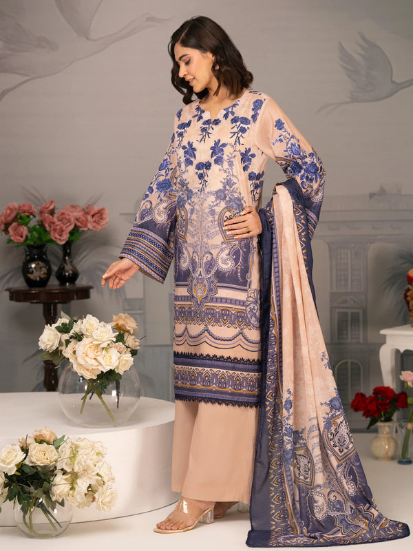 Royal Azure Embroidered Lawn 3PC