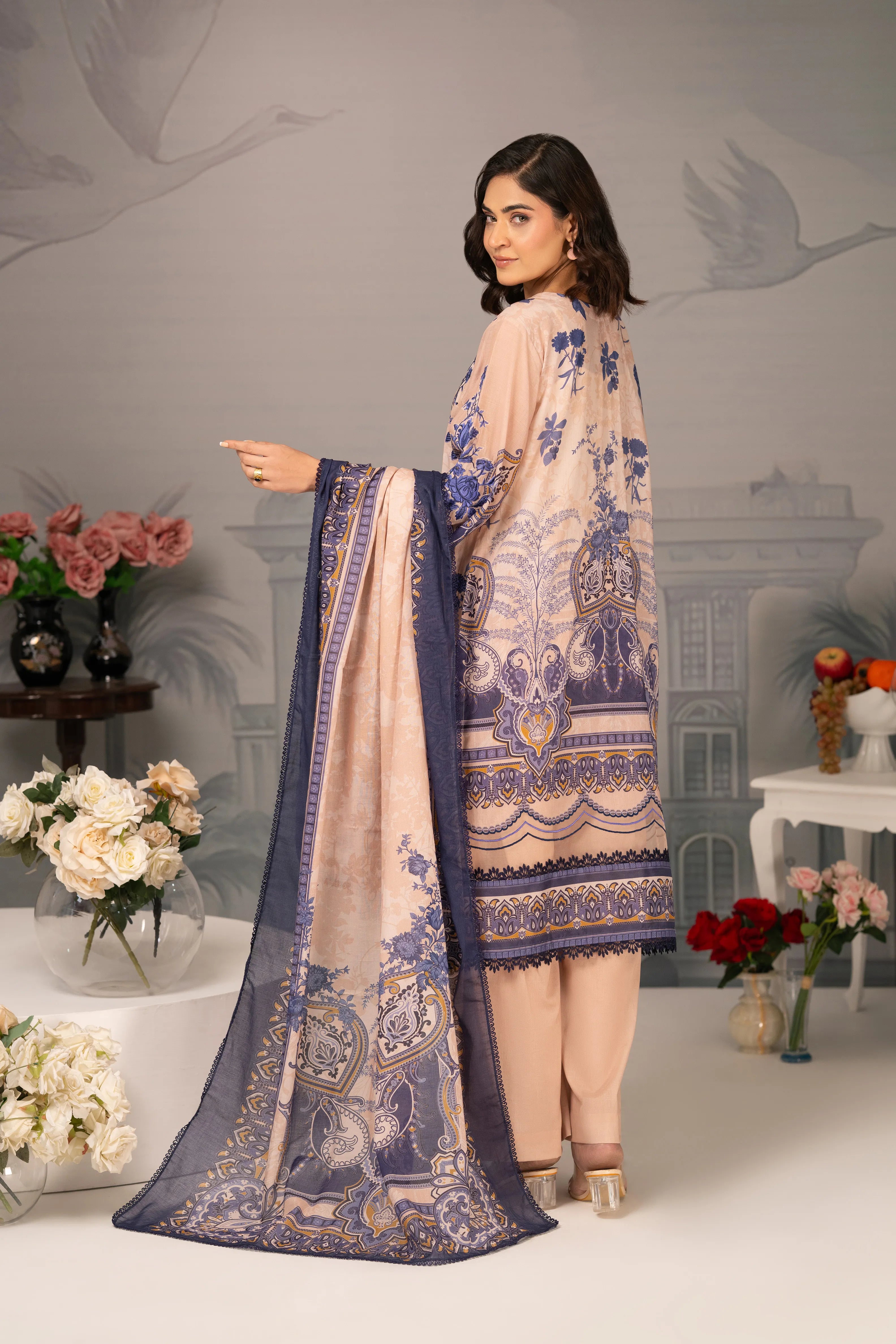 Royal Azure Embroidered Lawn 3PC