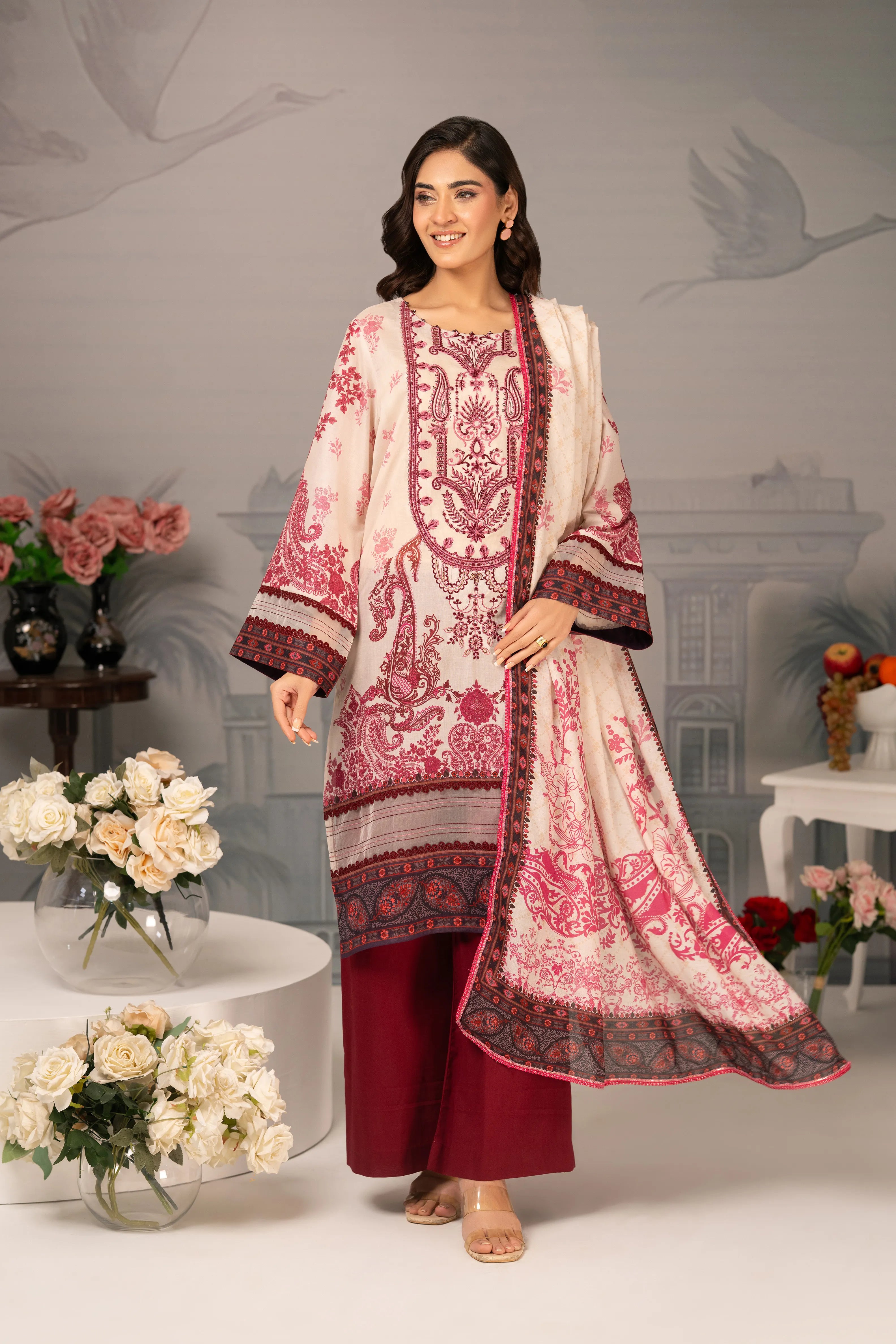 Ruby Bloom Embroidered Lawn 3PC