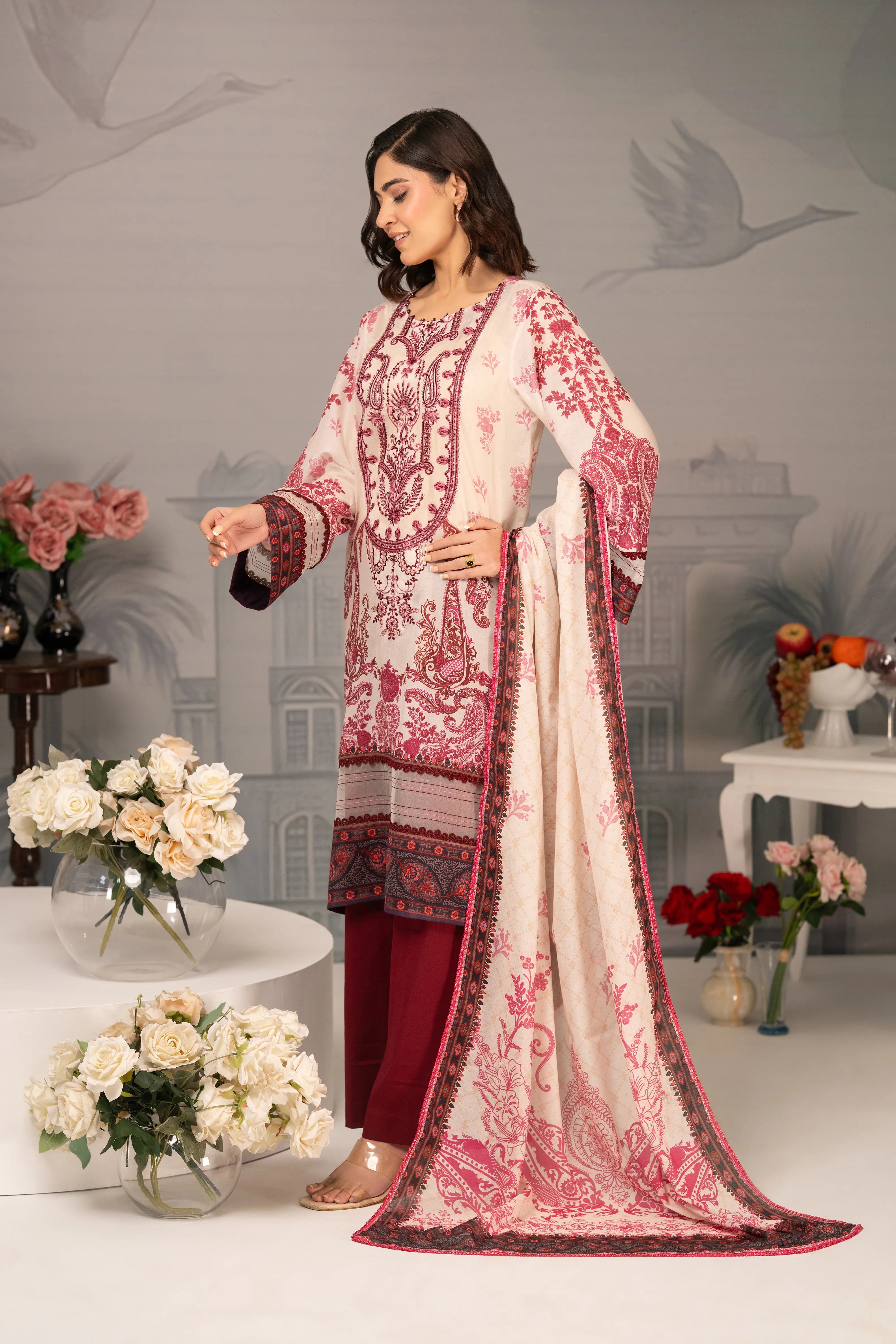 Ruby Bloom Embroidered Lawn 3PC