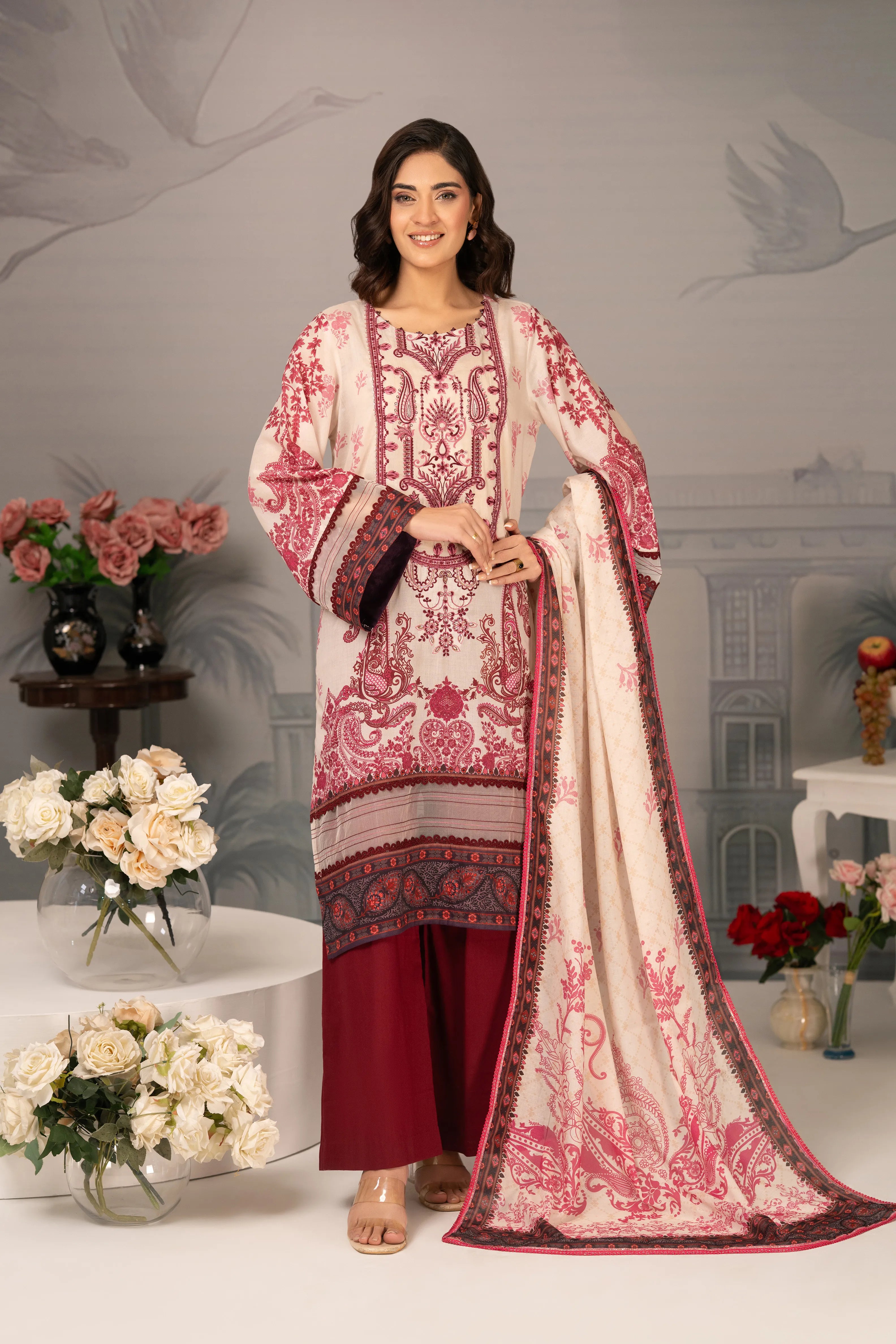 Ruby Bloom Embroidered Lawn 3PC