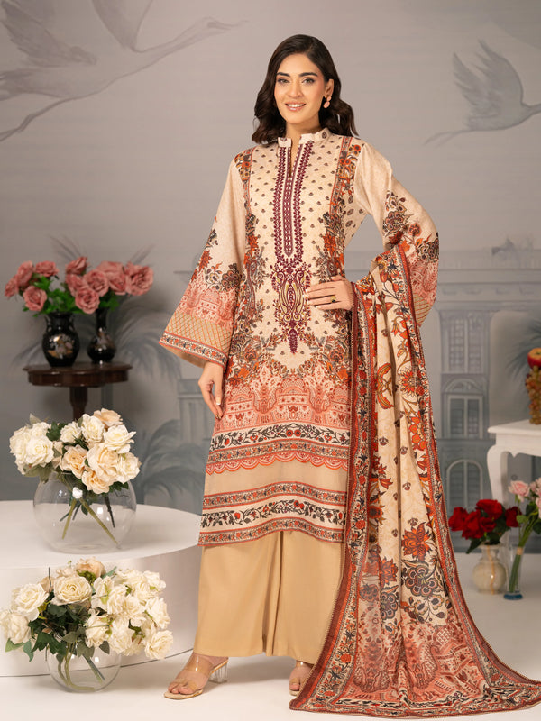 Noor Beige Printed Lawn 3 Piece Suit