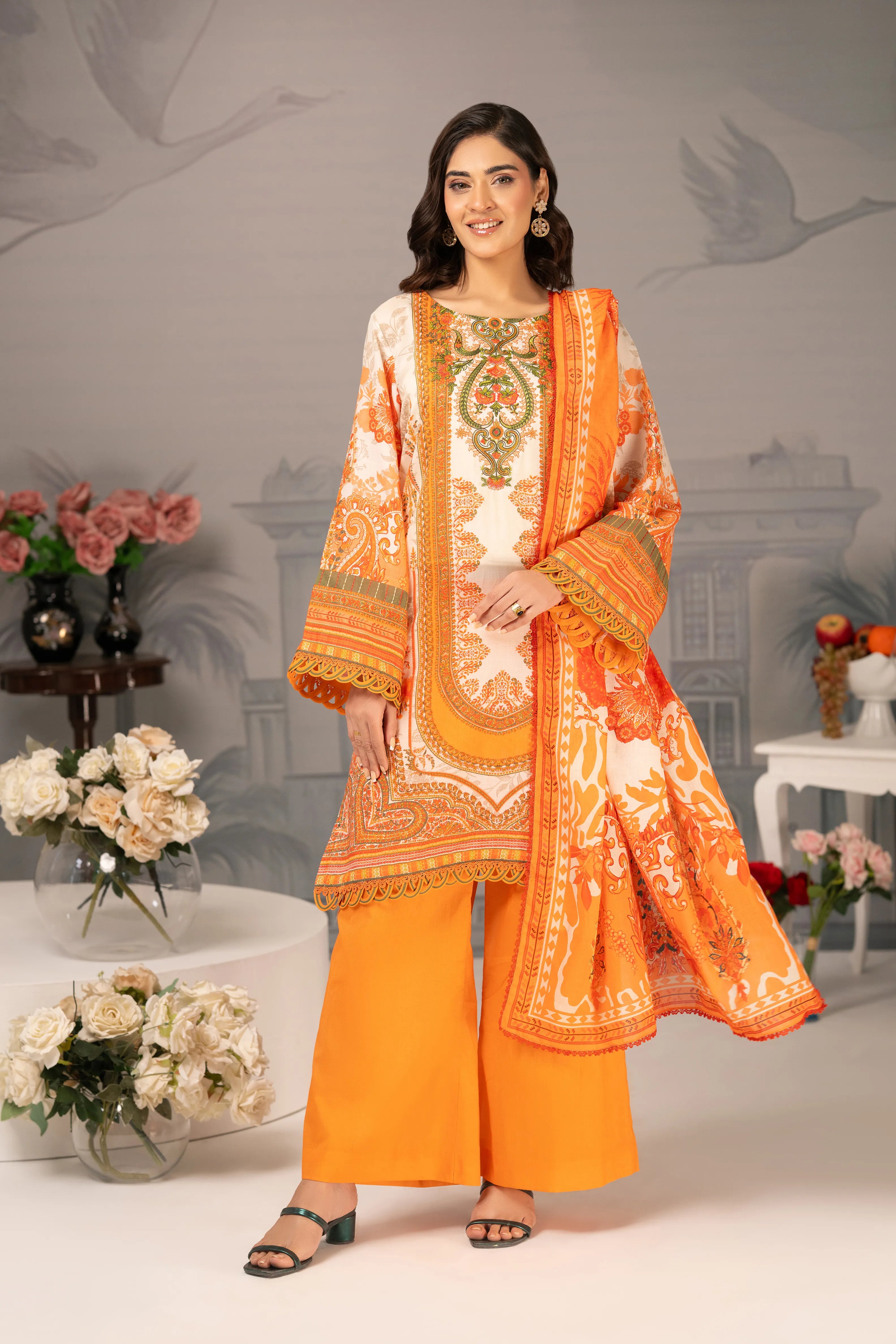 Sunset Garden Embroidered Lawn 3PC