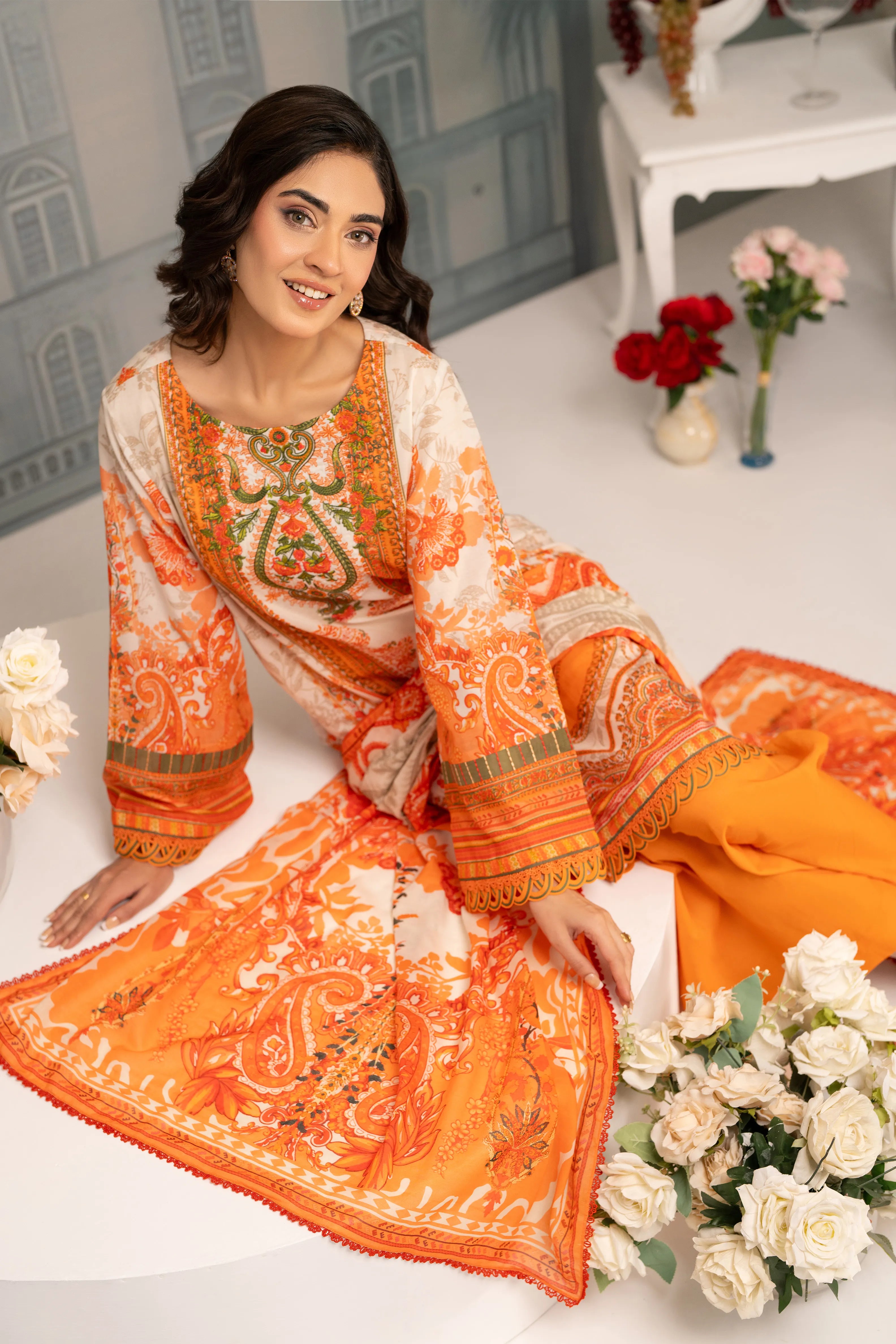 Sunset Garden Embroidered Lawn 3PC