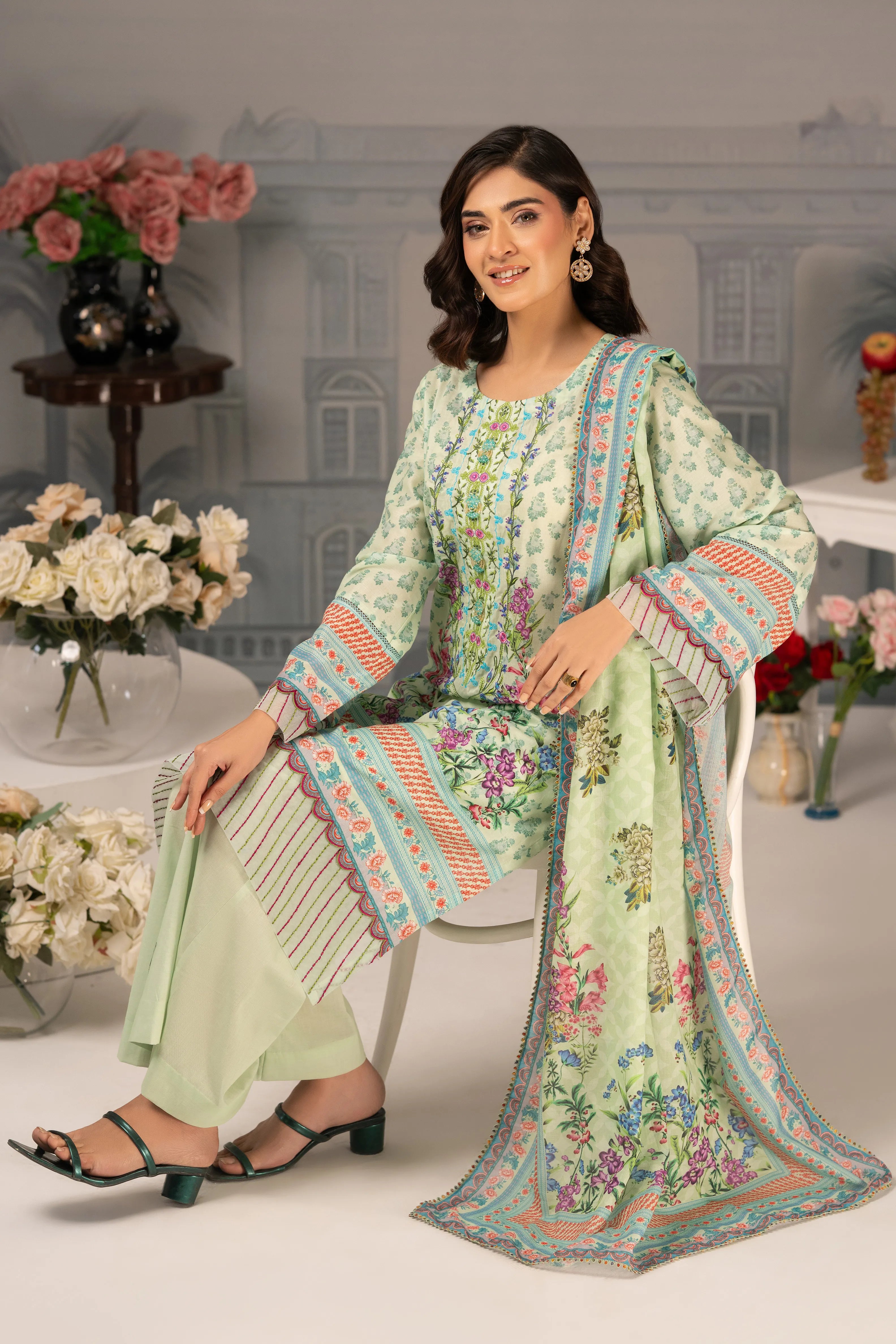 Mint Blossom – 3PC Luxury Lawn