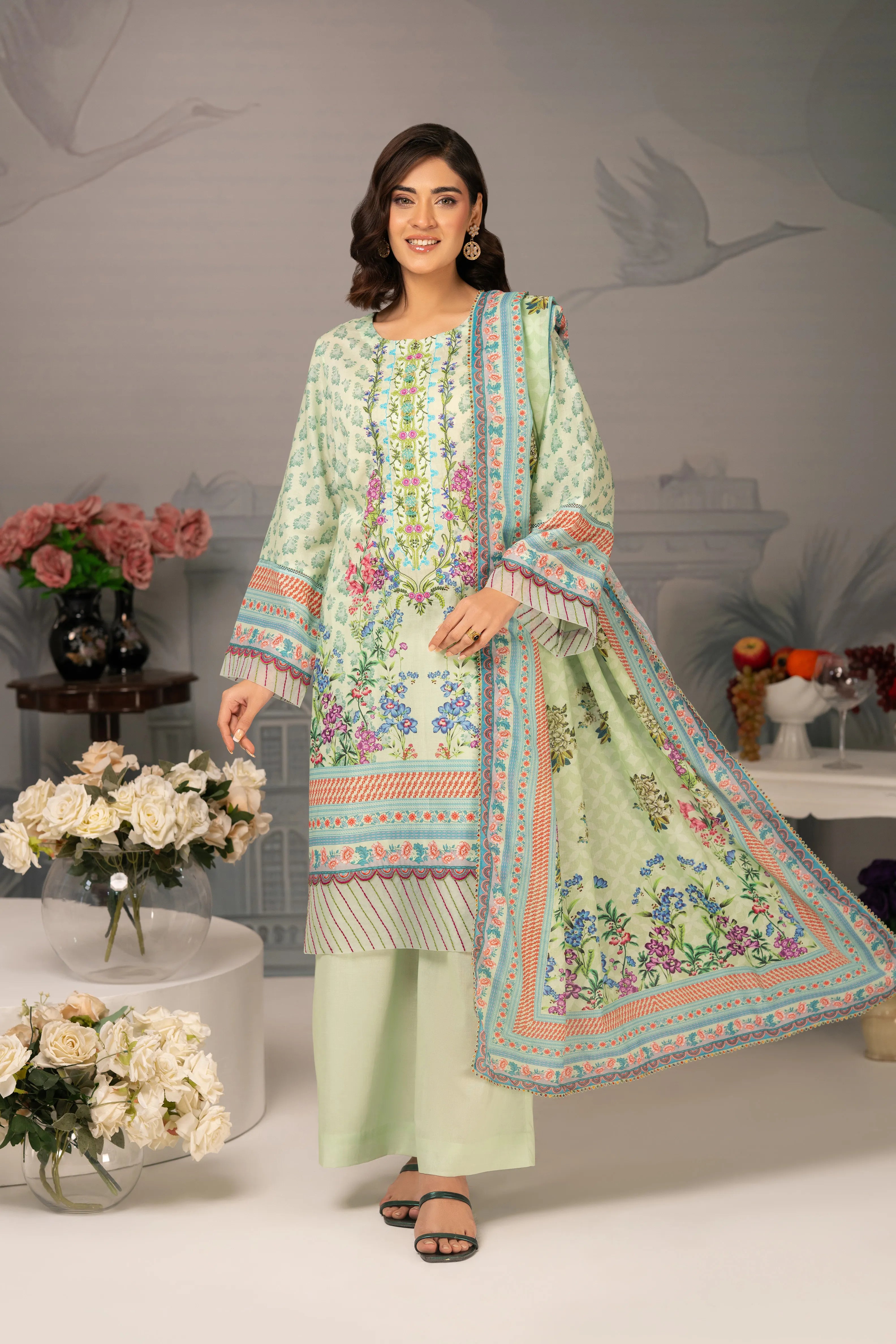 Mint Blossom – 3PC Luxury Lawn
