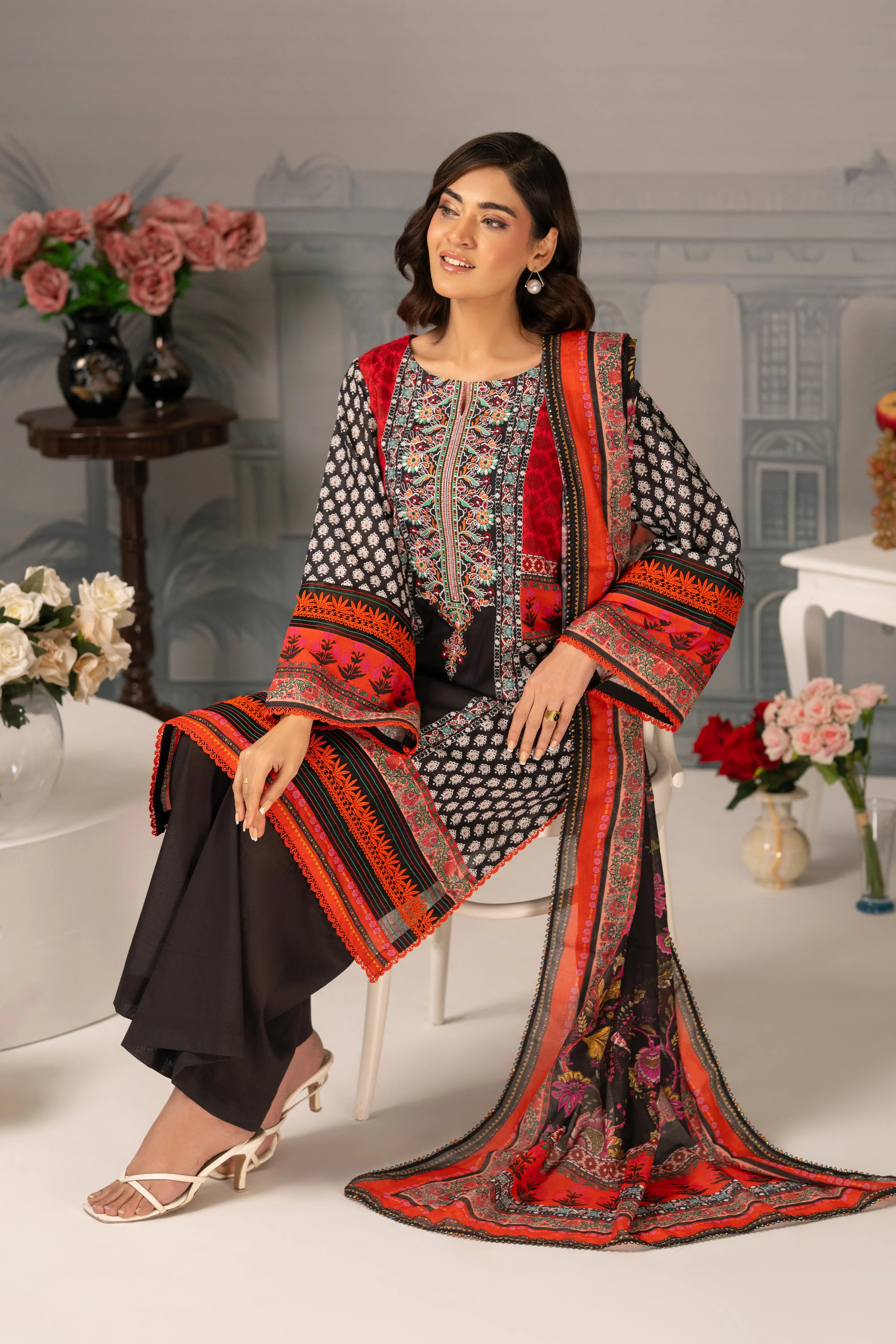 Crimson Elegance – 3PC Luxury Lawn