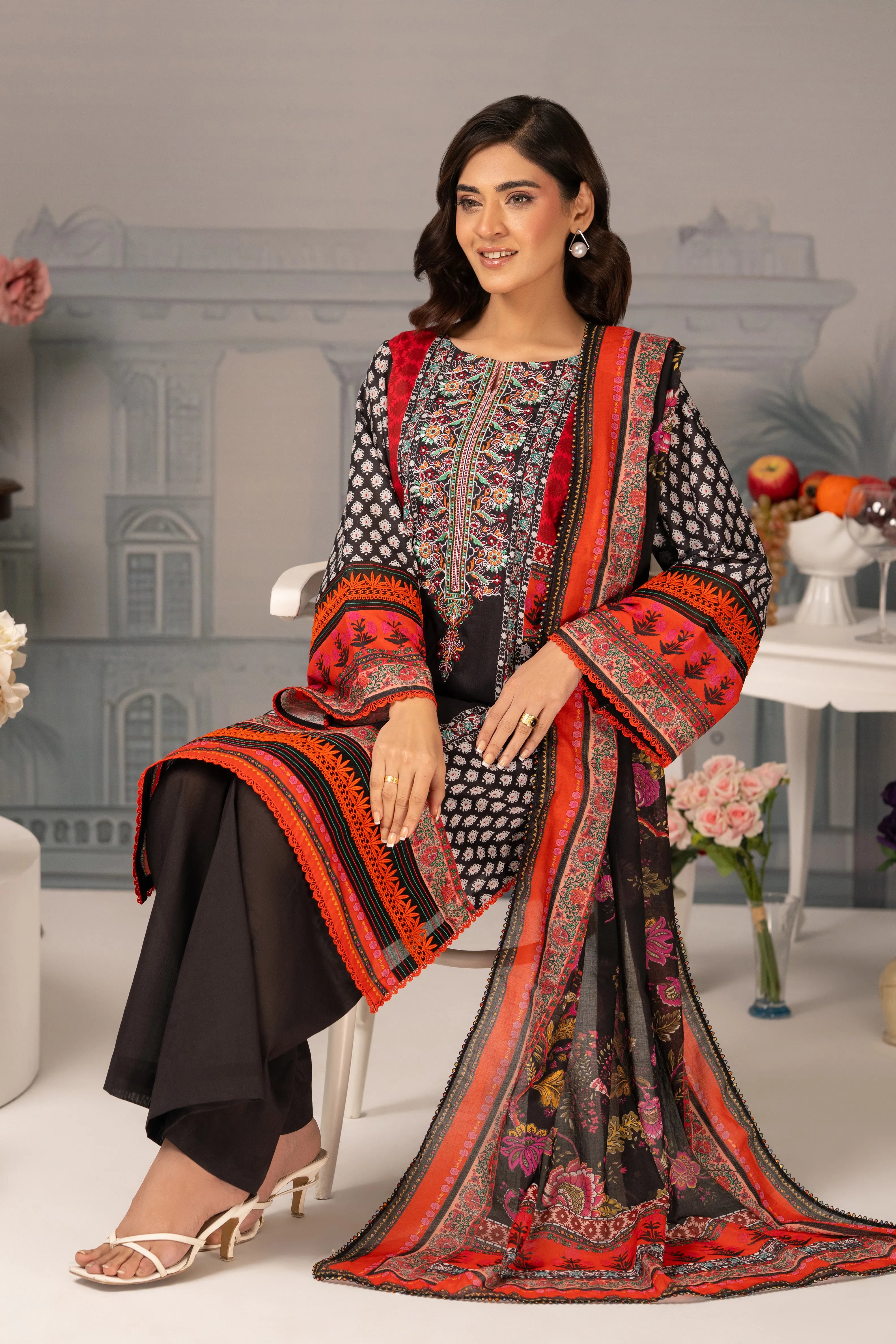 Crimson Elegance – 3PC Luxury Lawn