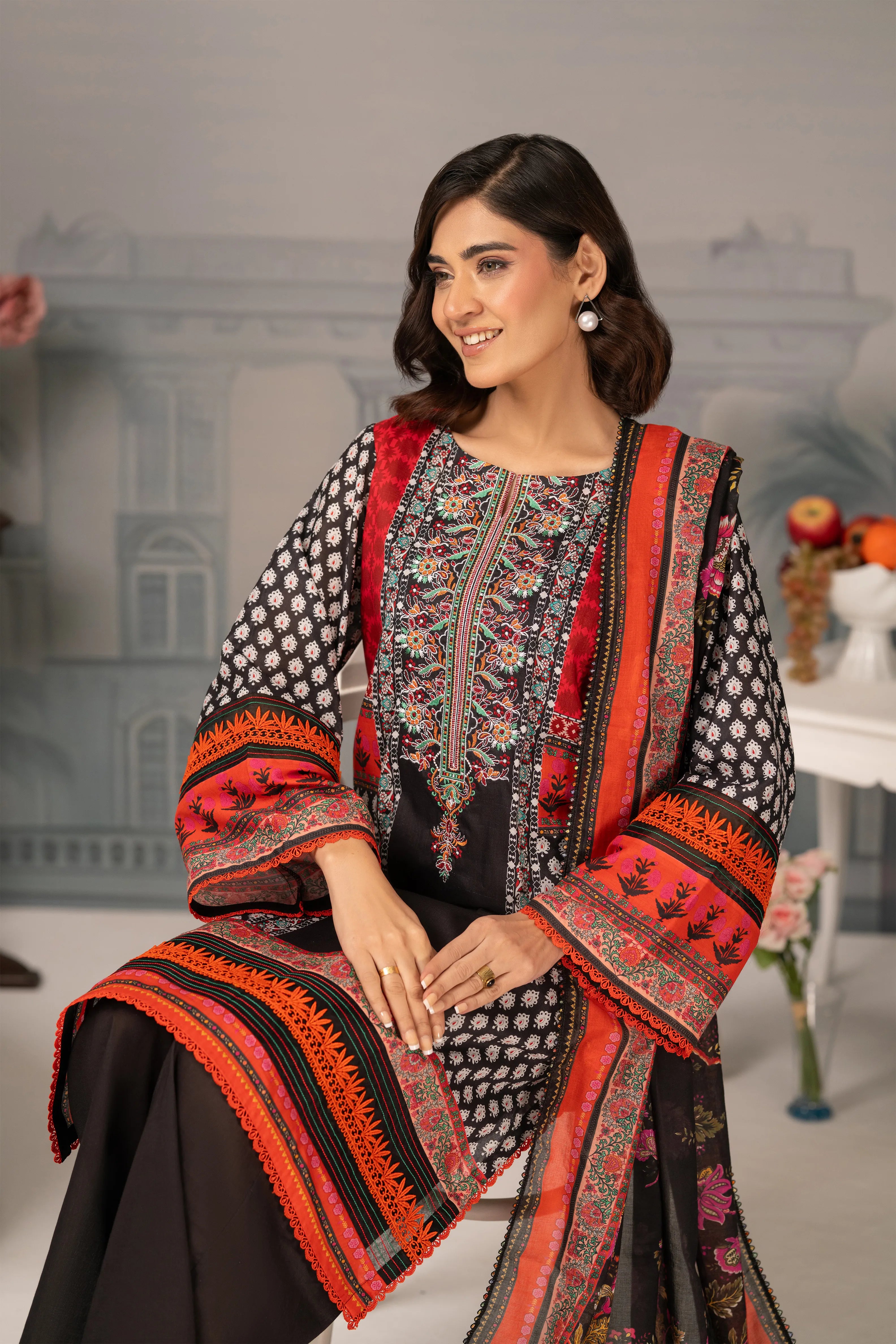 Crimson Elegance – 3PC Luxury Lawn