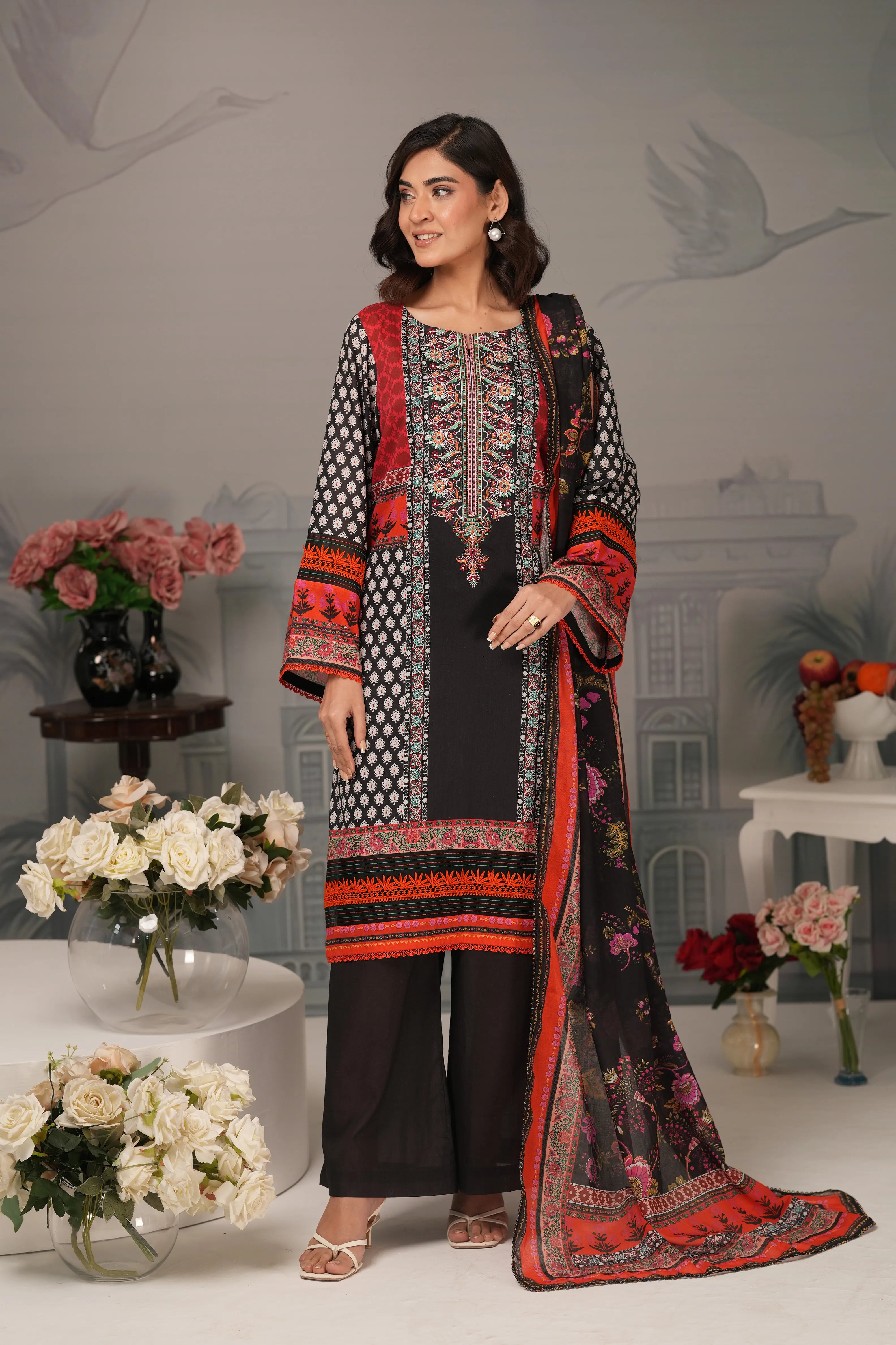 Crimson Elegance – 3PC Luxury Lawn
