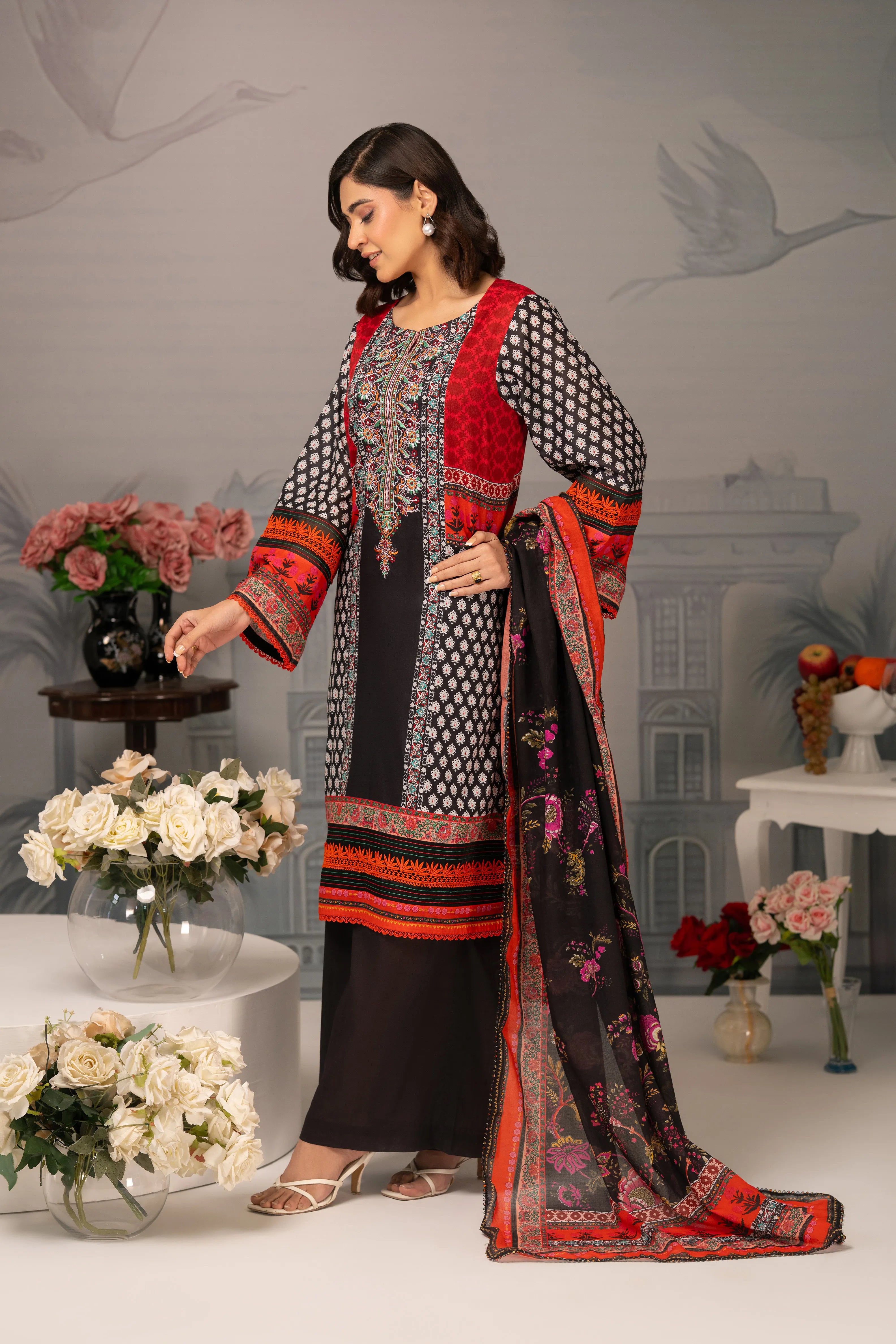 Crimson Elegance – 3PC Luxury Lawn