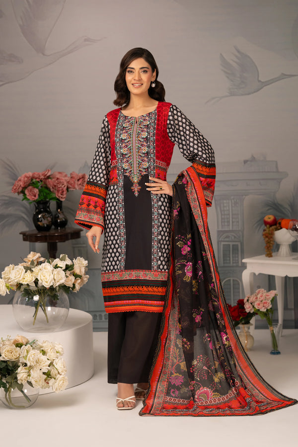 Crimson Elegance – 3PC Luxury Lawn