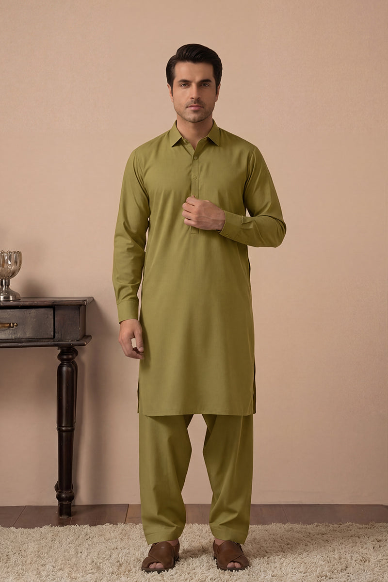 KBC Fashion – Men’s Unstitched Wash & Wear Fabric (Olive)