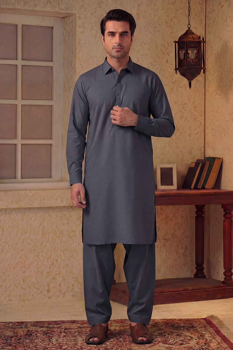 KBC Fashion – Men’s Unstitched Wash & Wear Fabric (Charcoal Gray)