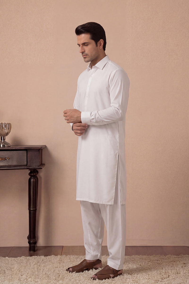 KBC Fashion – Men’s Unstitched Wash & Wear Fabric (White)
