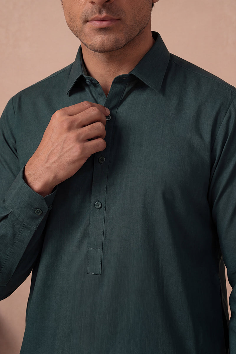 KBC Fashion – Men’s Unstitched Wash & Wear Fabric (Dark Forest Green)
